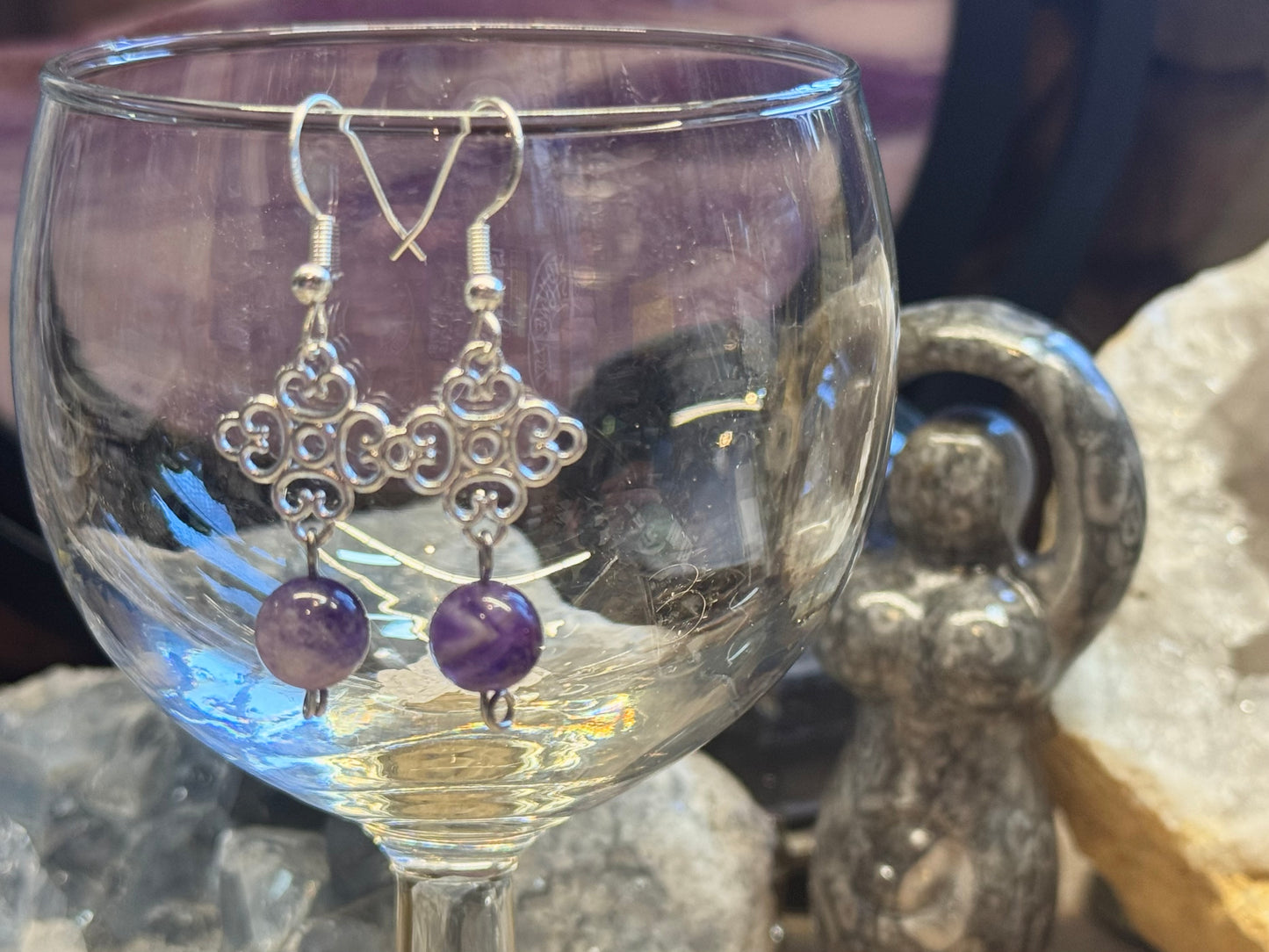 Boucles d’oreilles fantaisie Améthyste