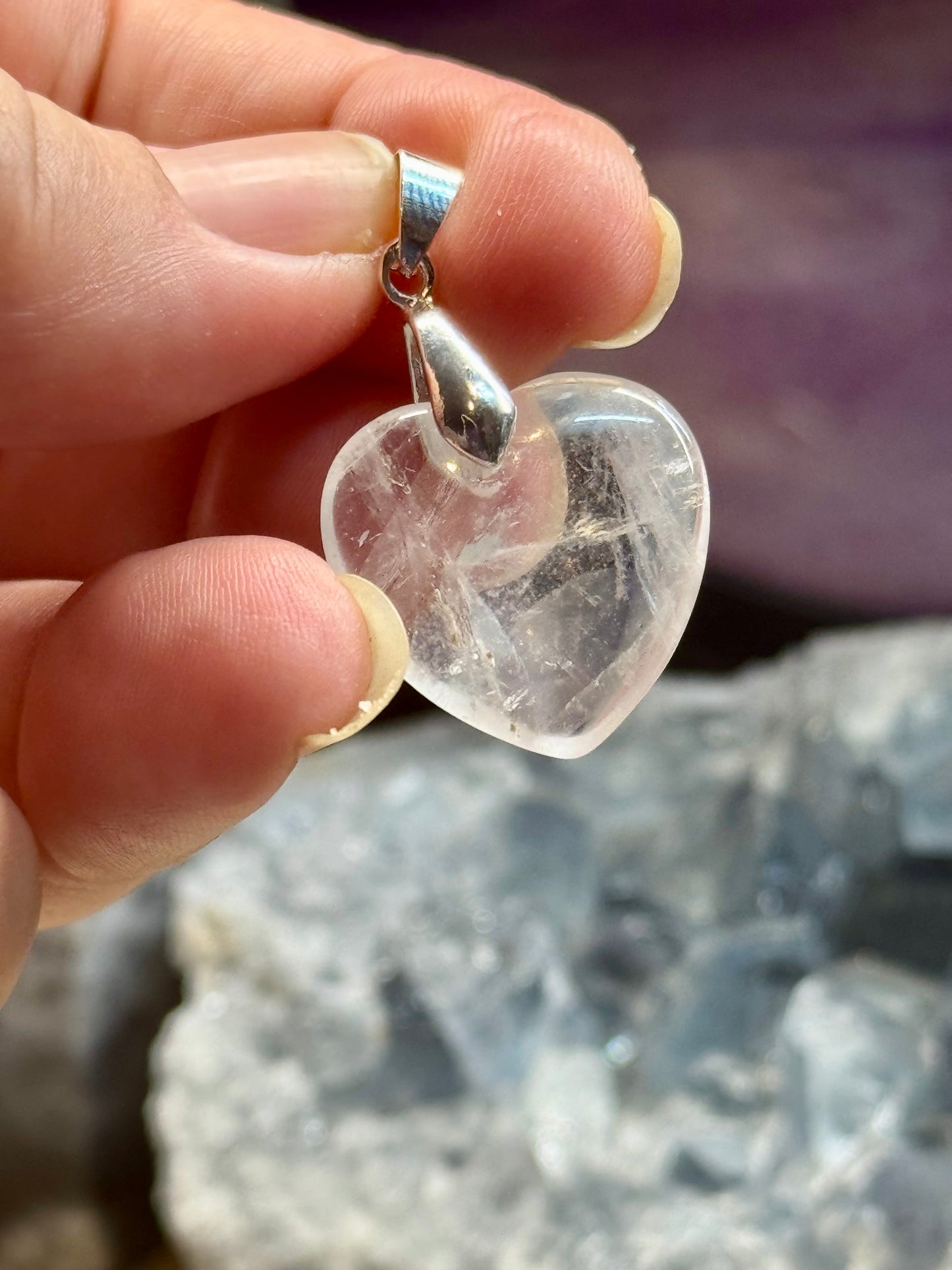 Pendentif Cœur en Quartz Cristal