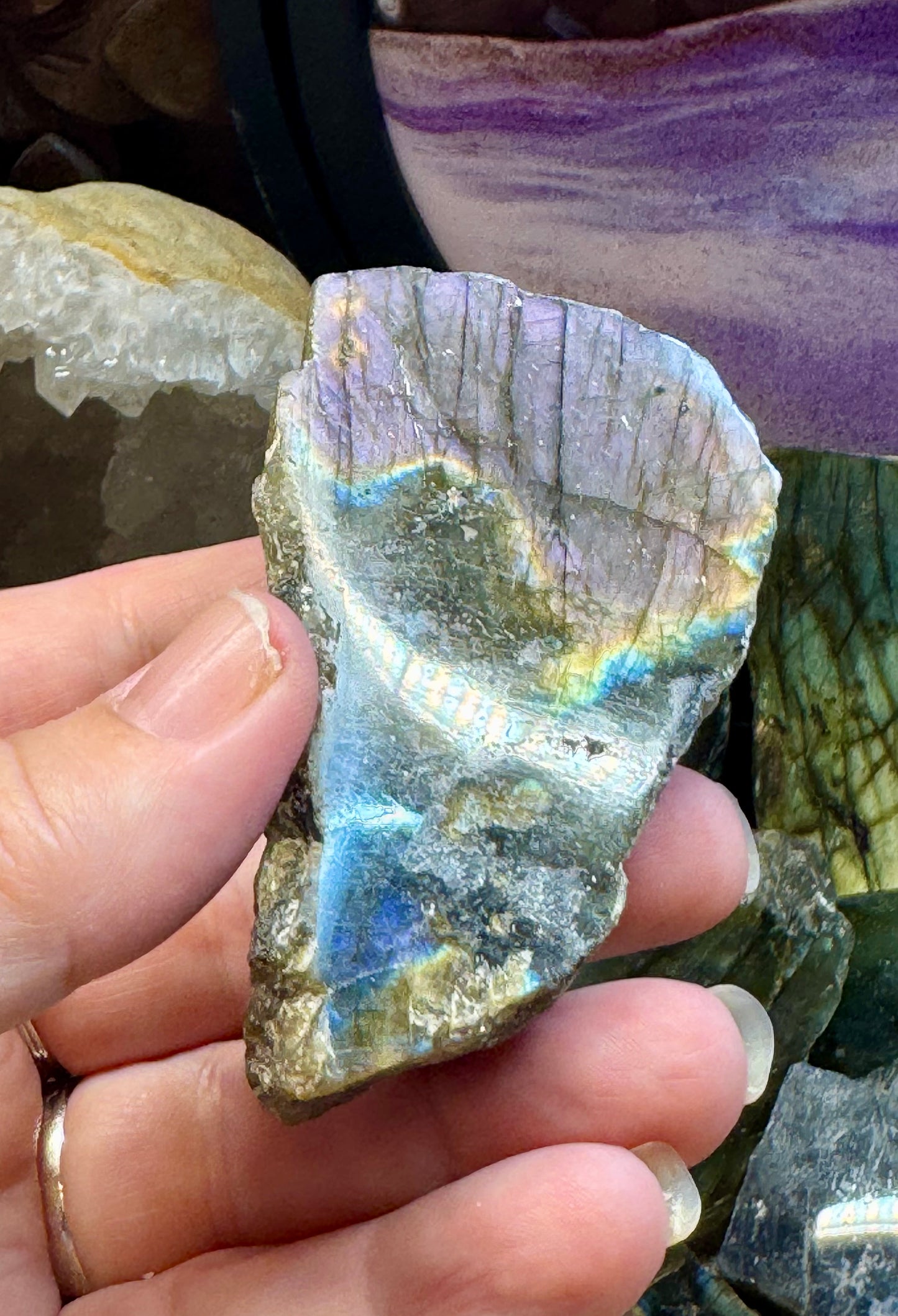 Labradorite une face polie