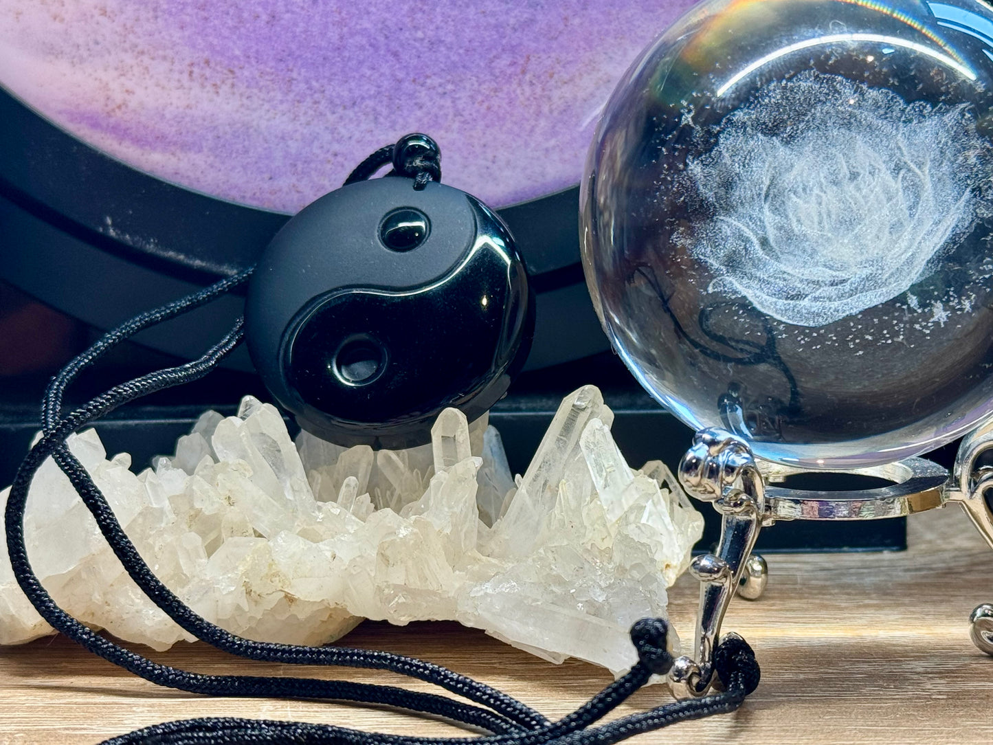Collier en Obsidienne Noire Yin Yang