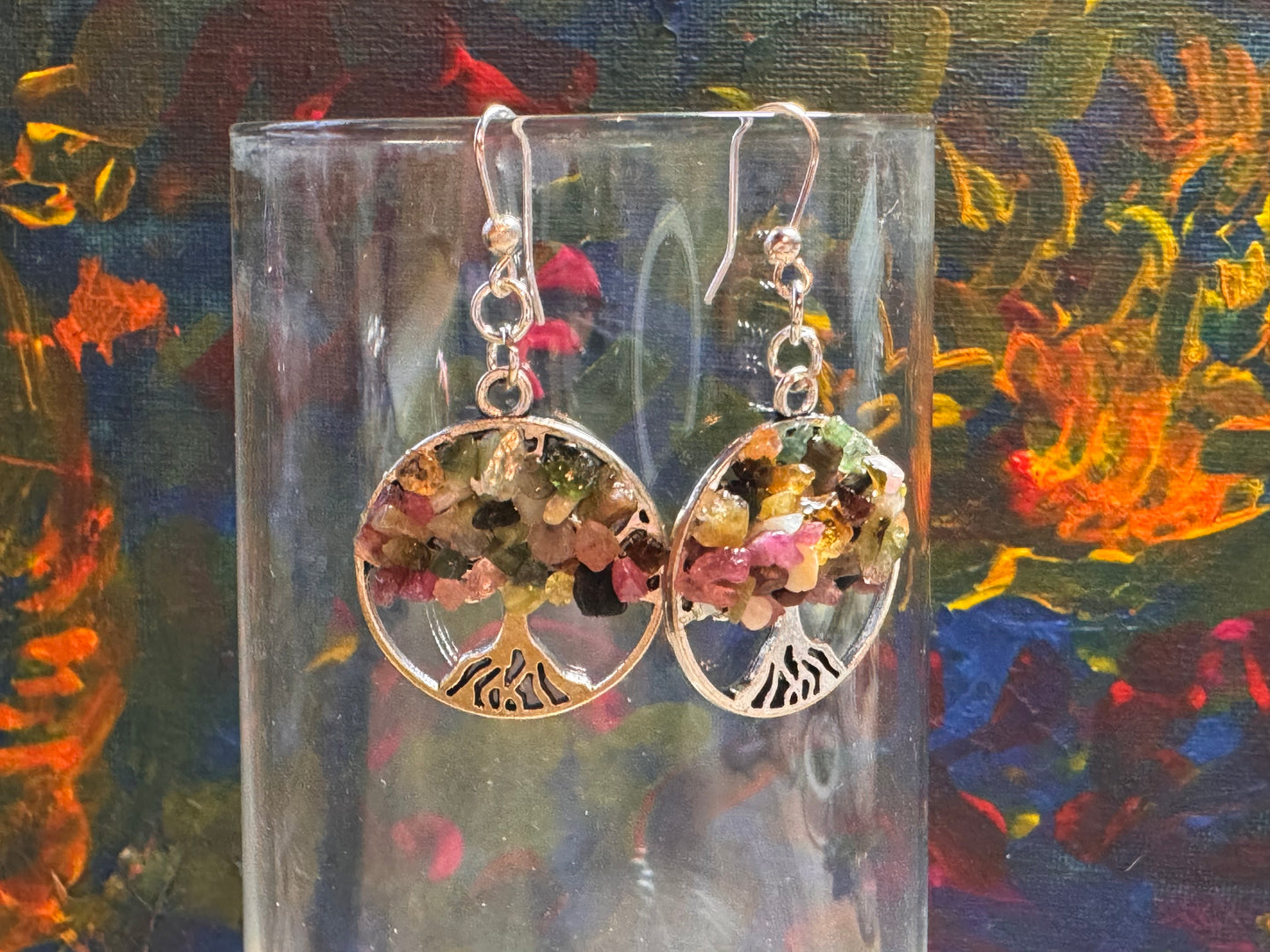 Boucles d’oreilles argent Tourmaline multicolore