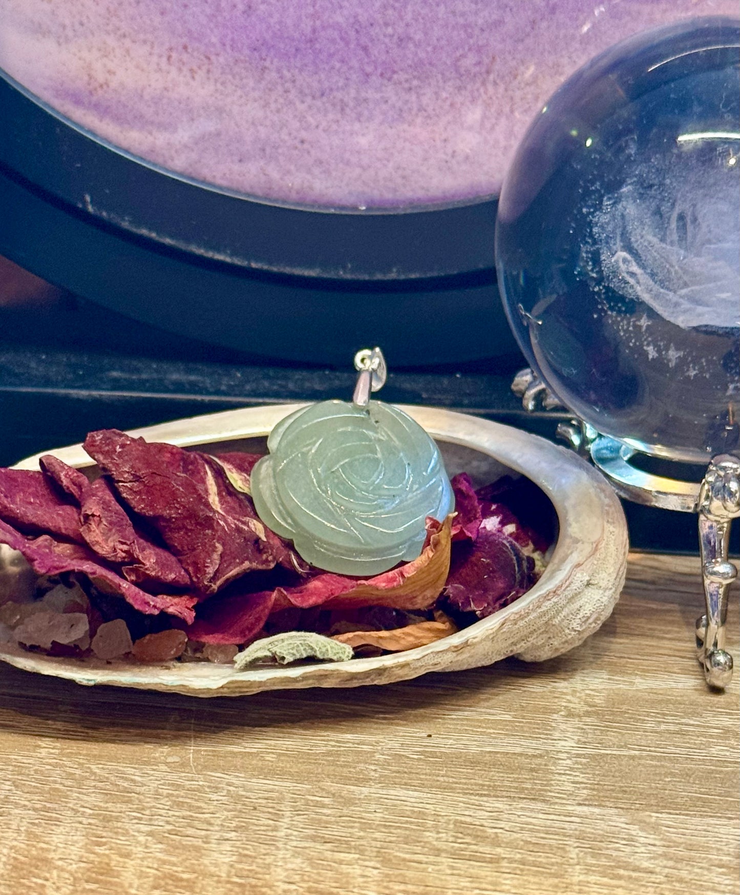 Pendentif de rose Aventurine verte