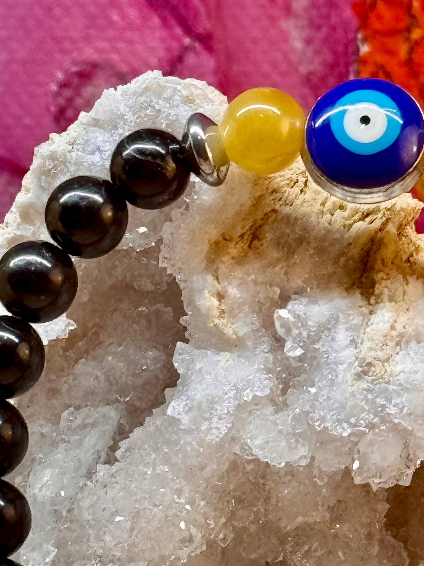 Bracelet de protection obsidienne noire et oeil de tigre