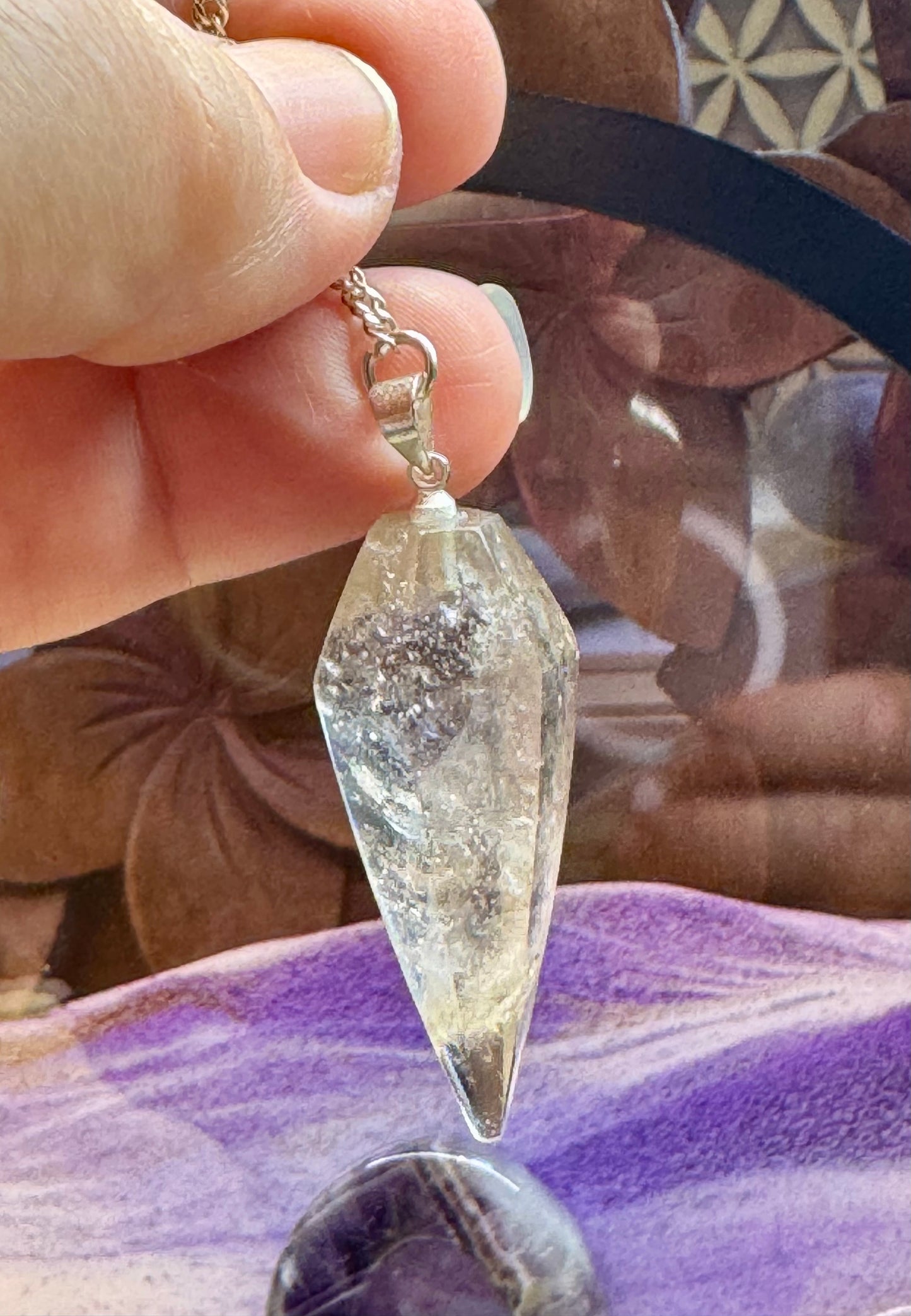 Pendule conique Quartz fumé - Perle