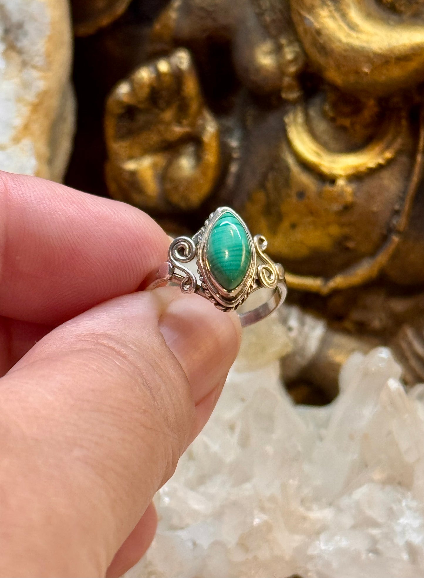 Bague en argent 925 et malachite