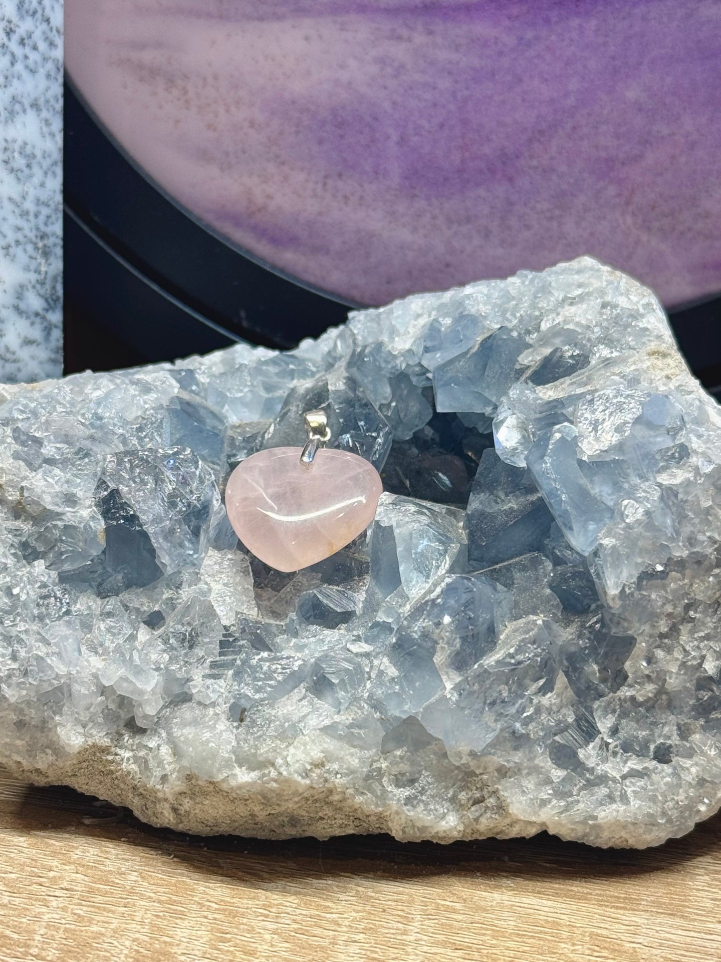 Pendentif Cœur en Quartz Rose