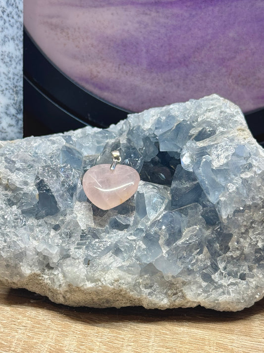 Pendentif Cœur en Quartz Rose