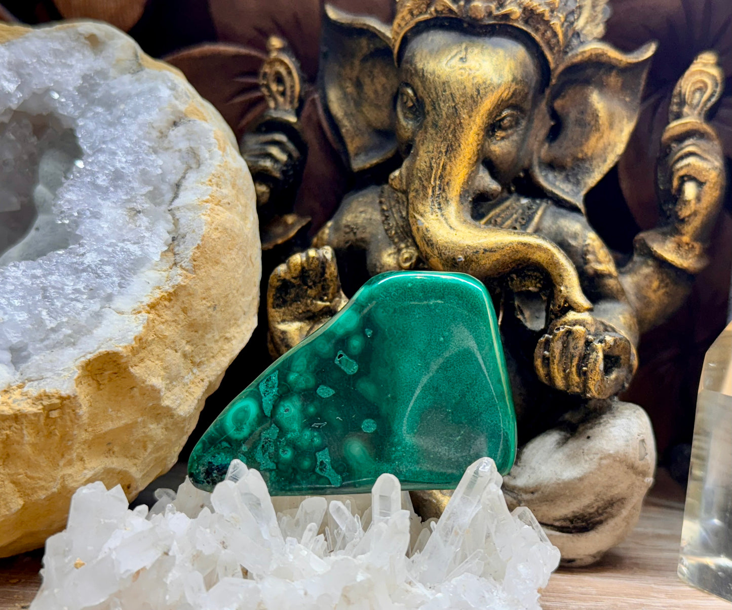 Plaque polie de malachite