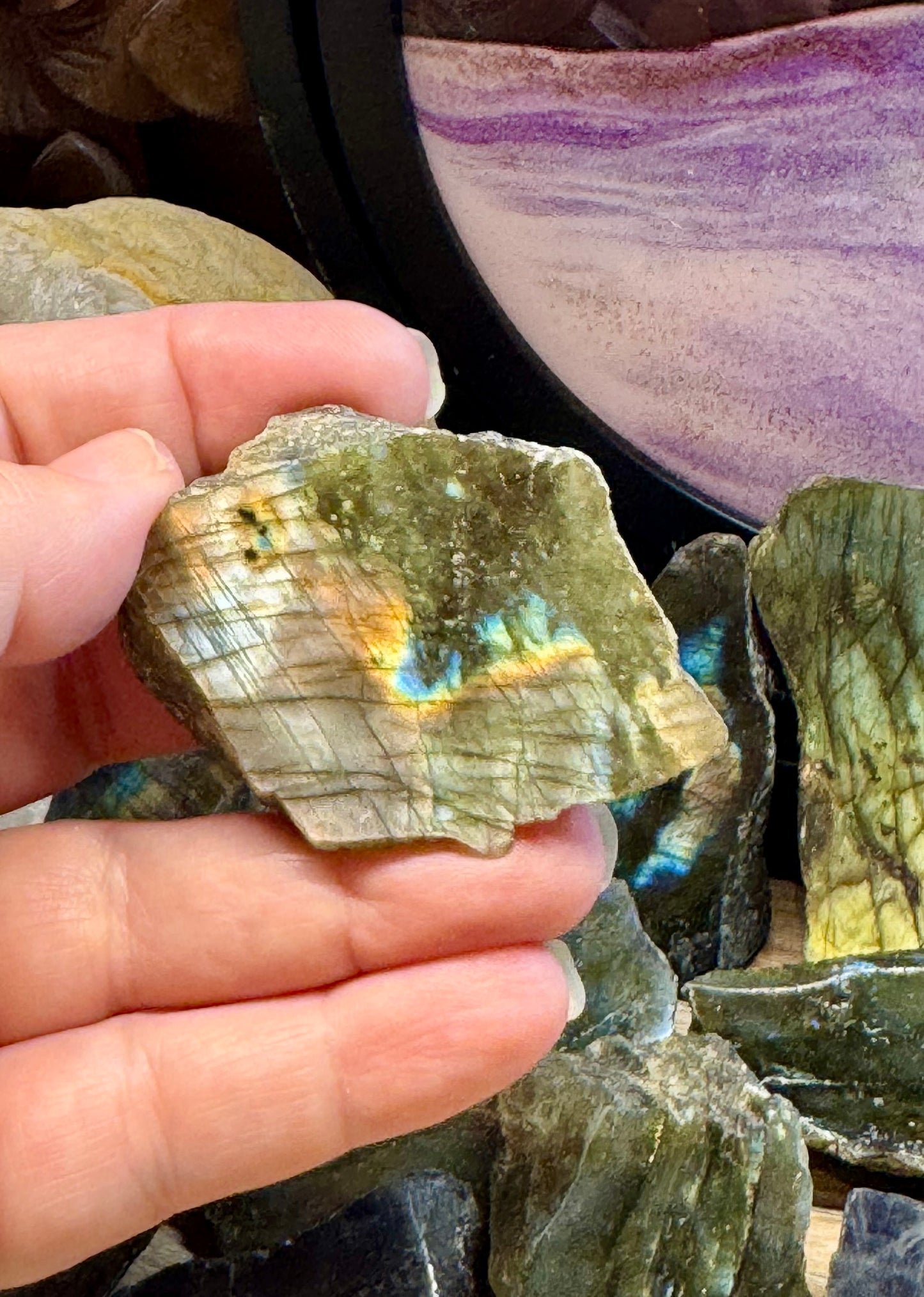 Labradorite une face polie