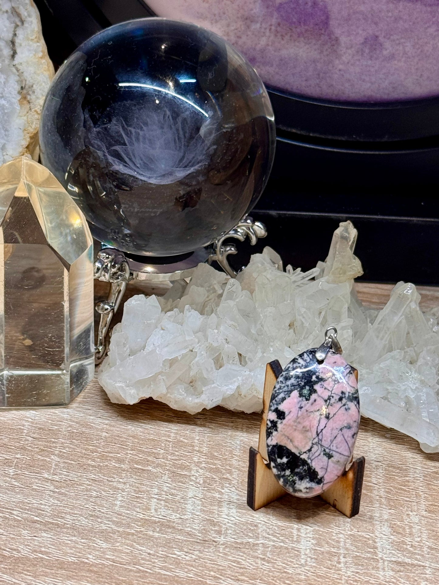 Pendentif de rhodonite