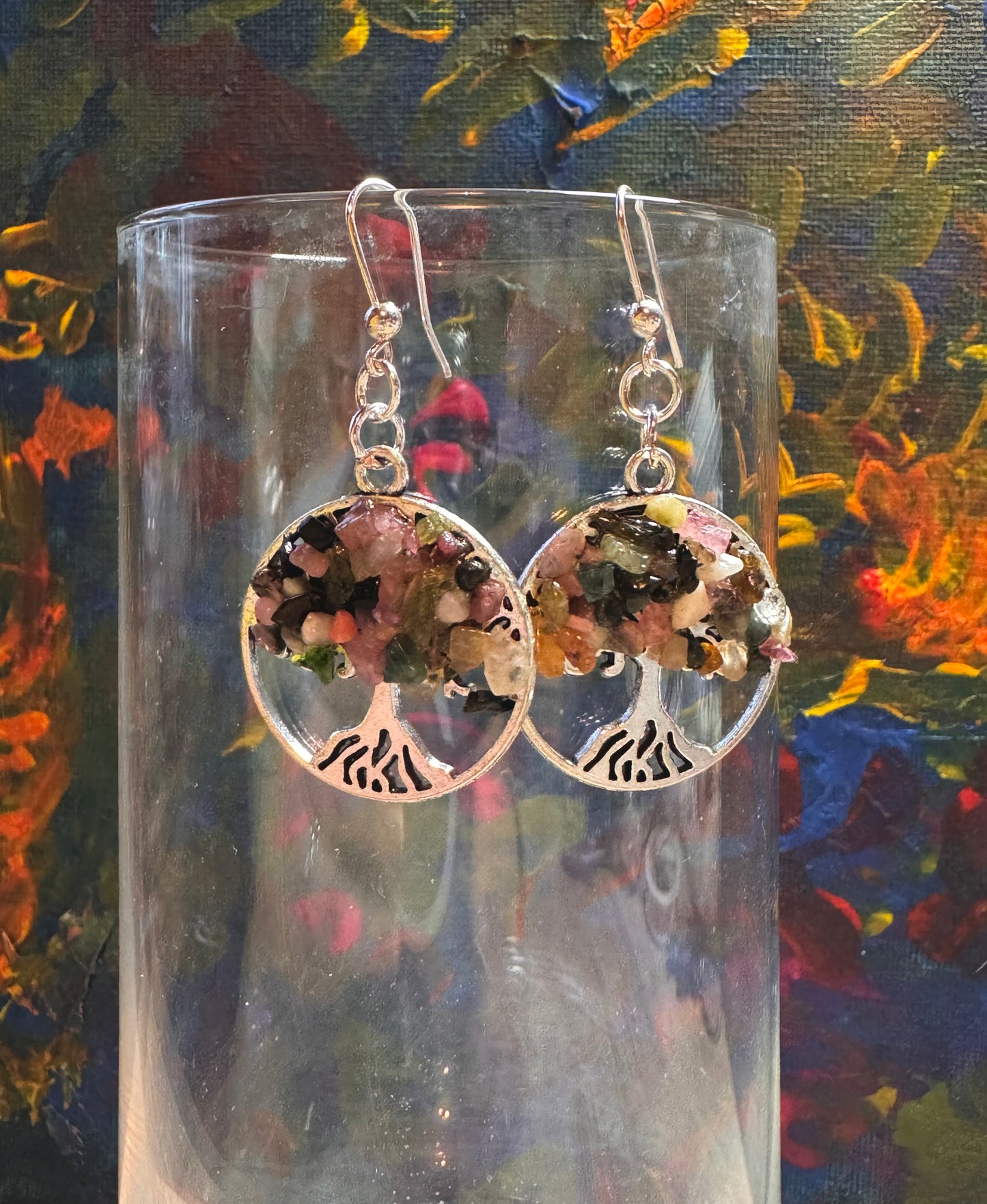 Boucles d’oreilles argent Tourmaline multicolore