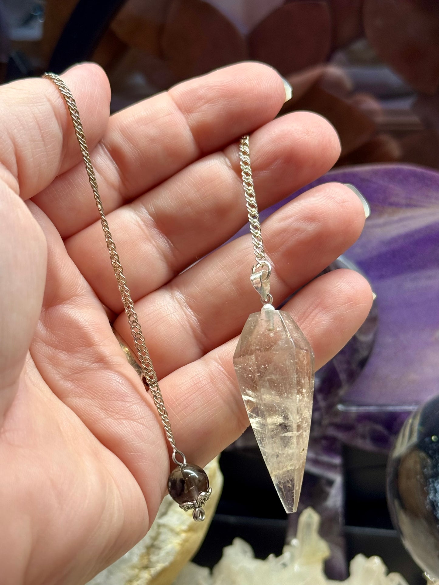 Pendule conique Quartz fumé - Perle