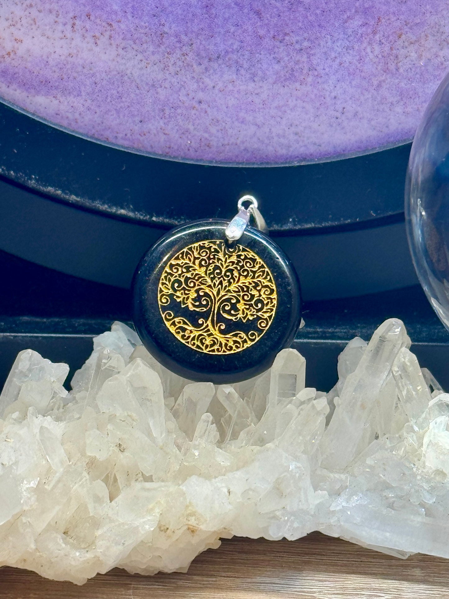 Pendentif Arbre de vie - Obsidienne Noire