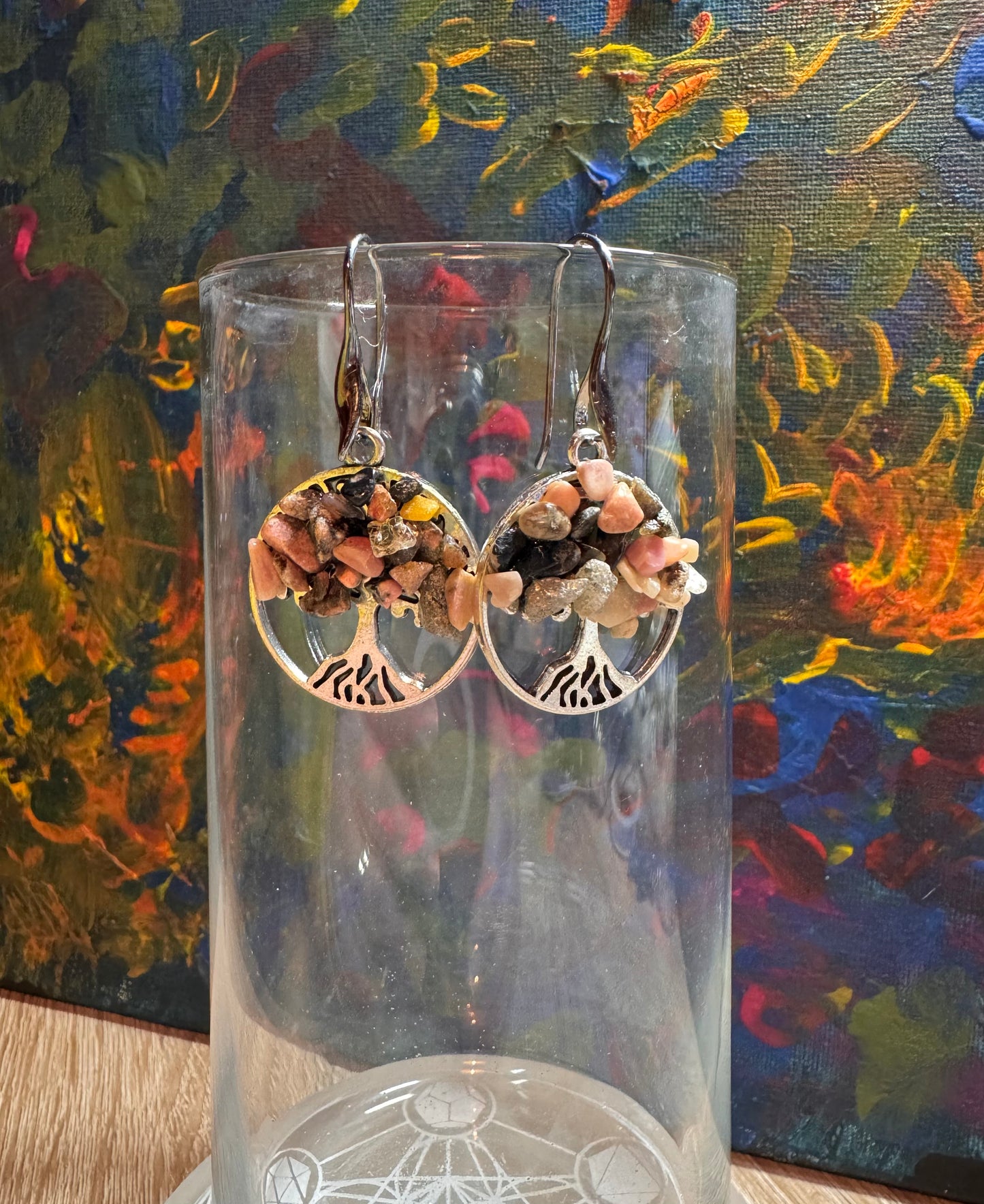 Boucles d’oreilles argent et rhodonite