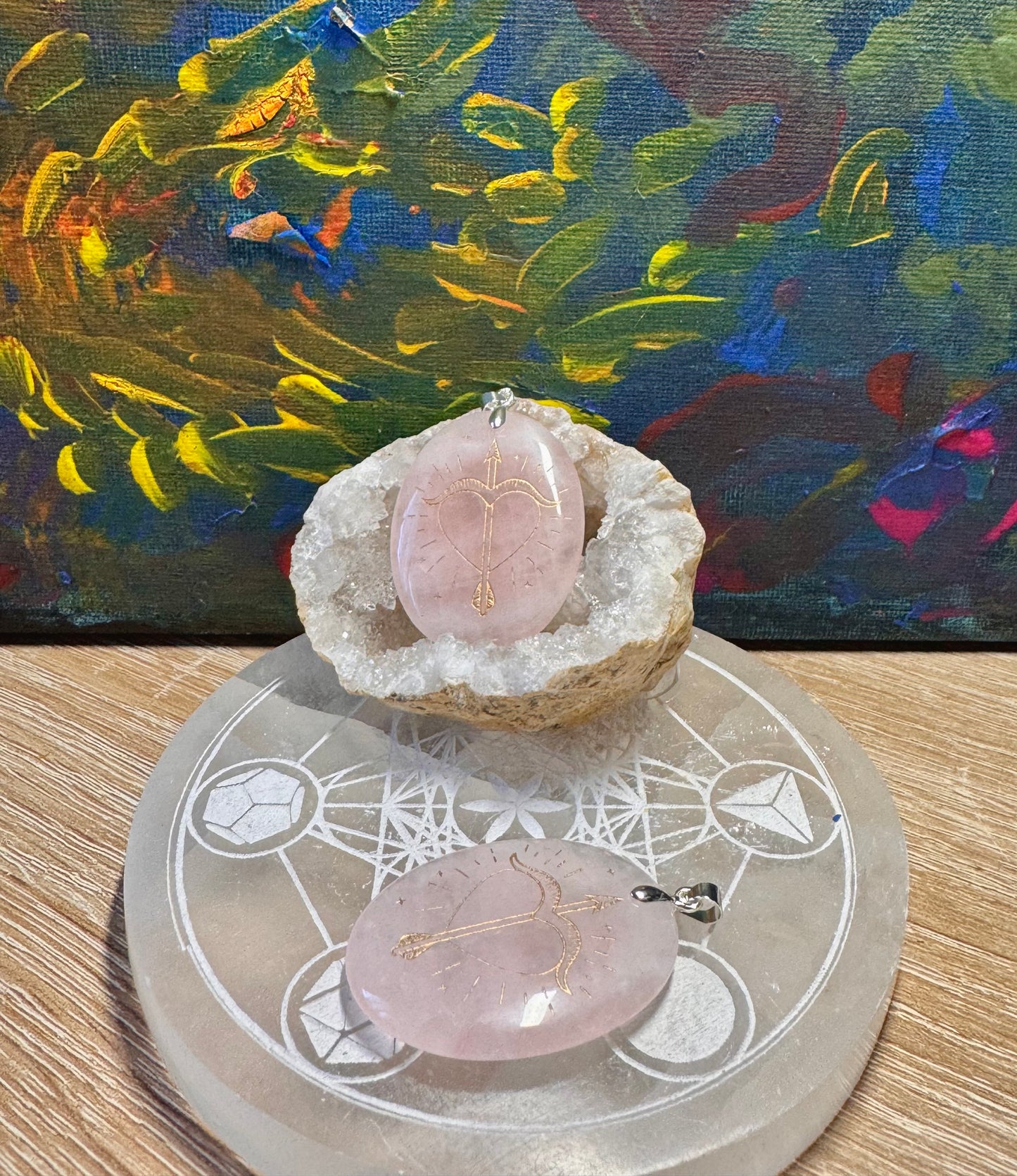Pendentif de quartz rose