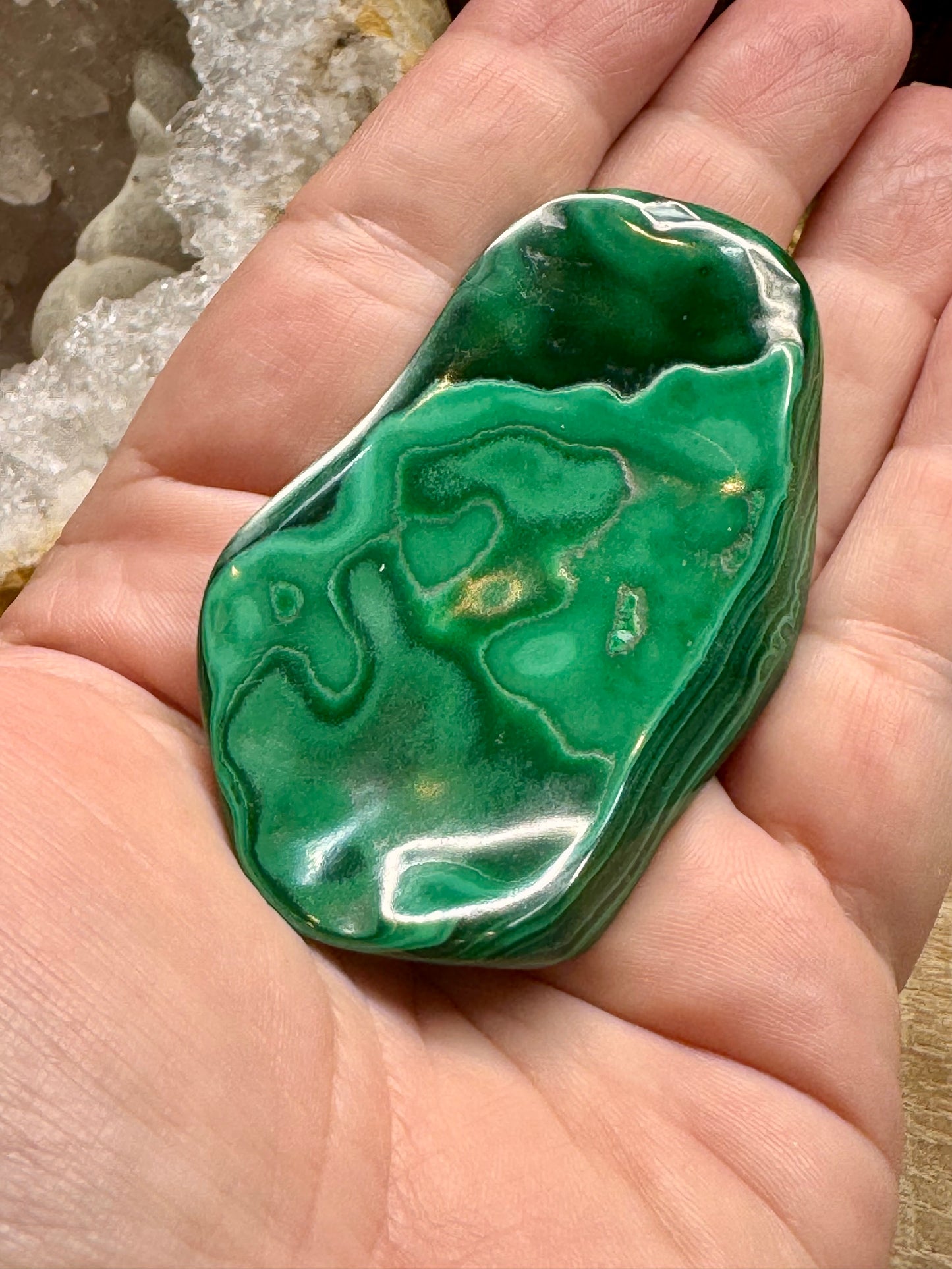 Plaque polie de malachite polie