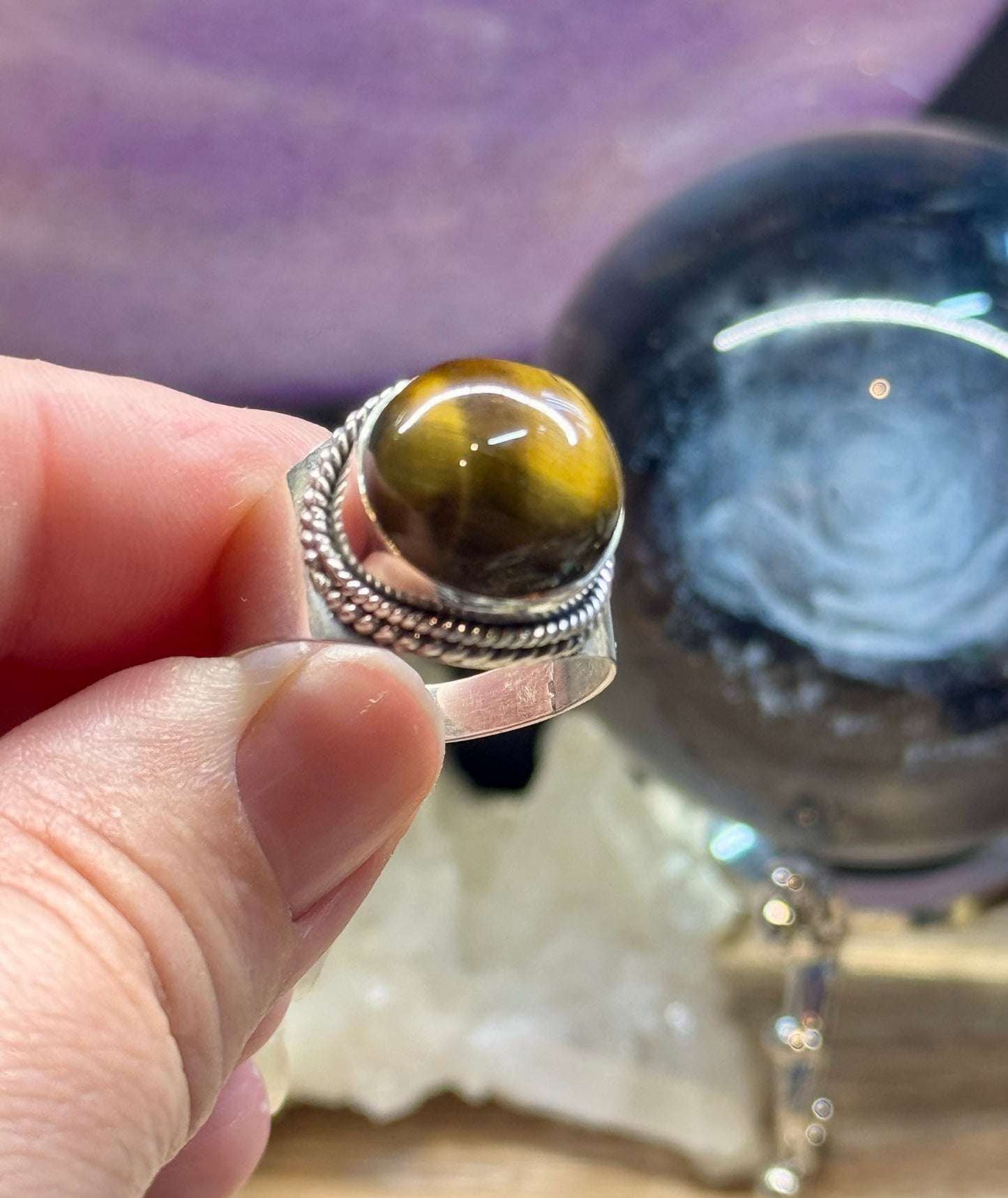 Bague Oeil de tigre/faucon T64