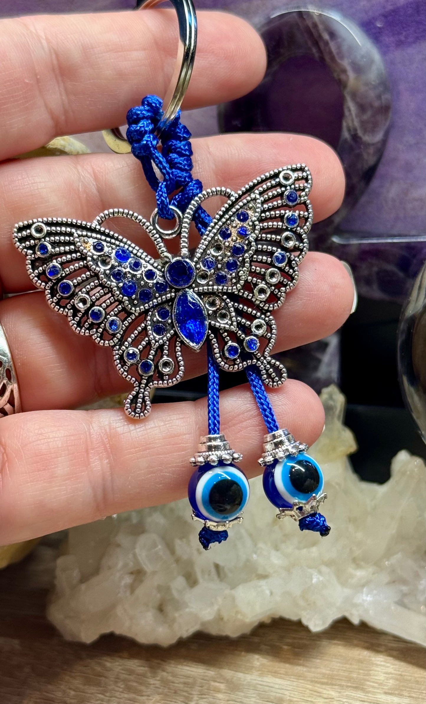 Porte clé Papillon et Oeil de Nazar