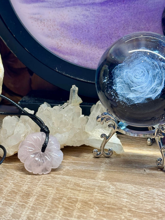 Pendentif Fleur de Quartz Rose