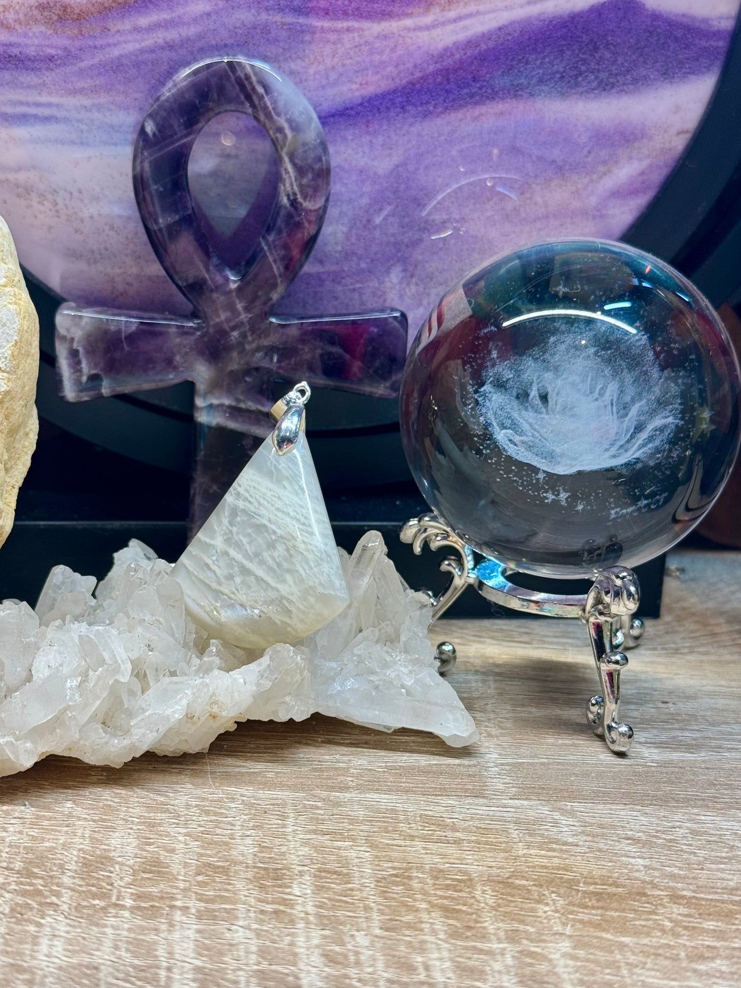 Pendentif de Pierre de Lune nacrée