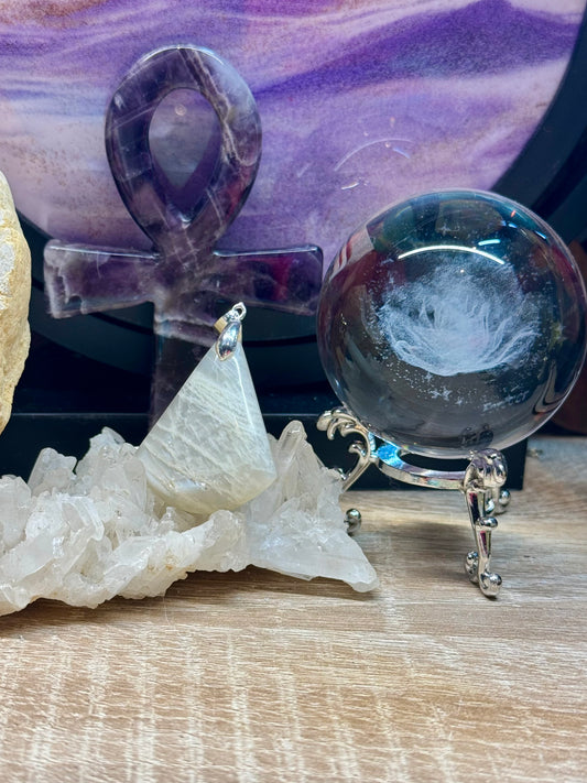 Pendentif de Pierre de Lune nacrée