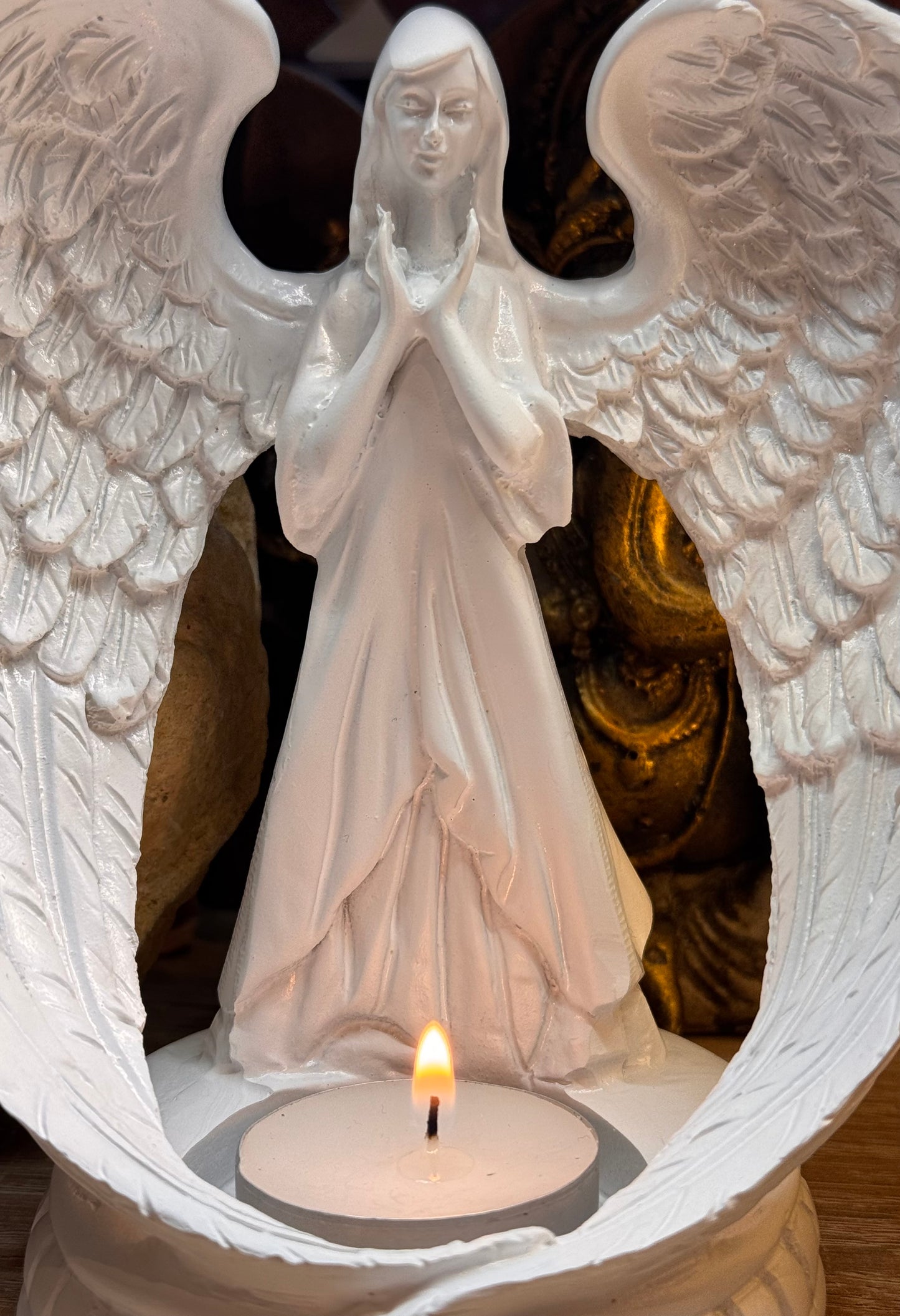 Ange bougeoir en résine