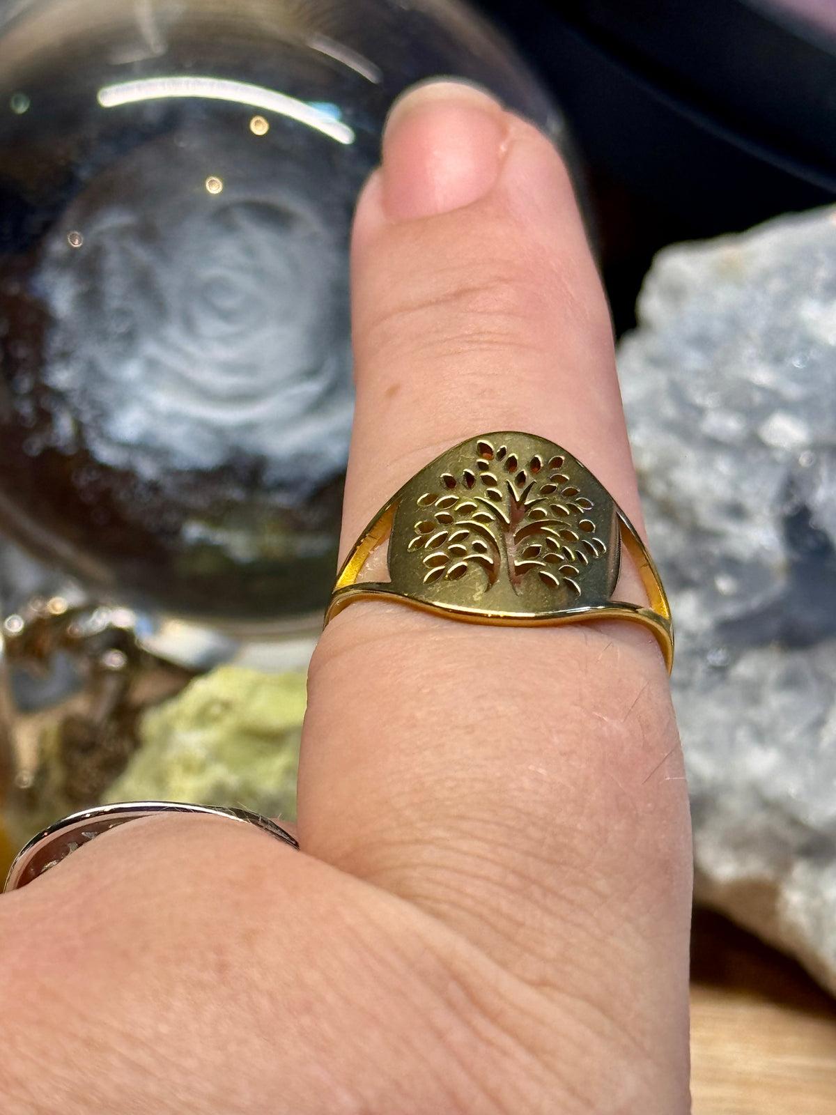 Bague Arbre de vie dorée T62