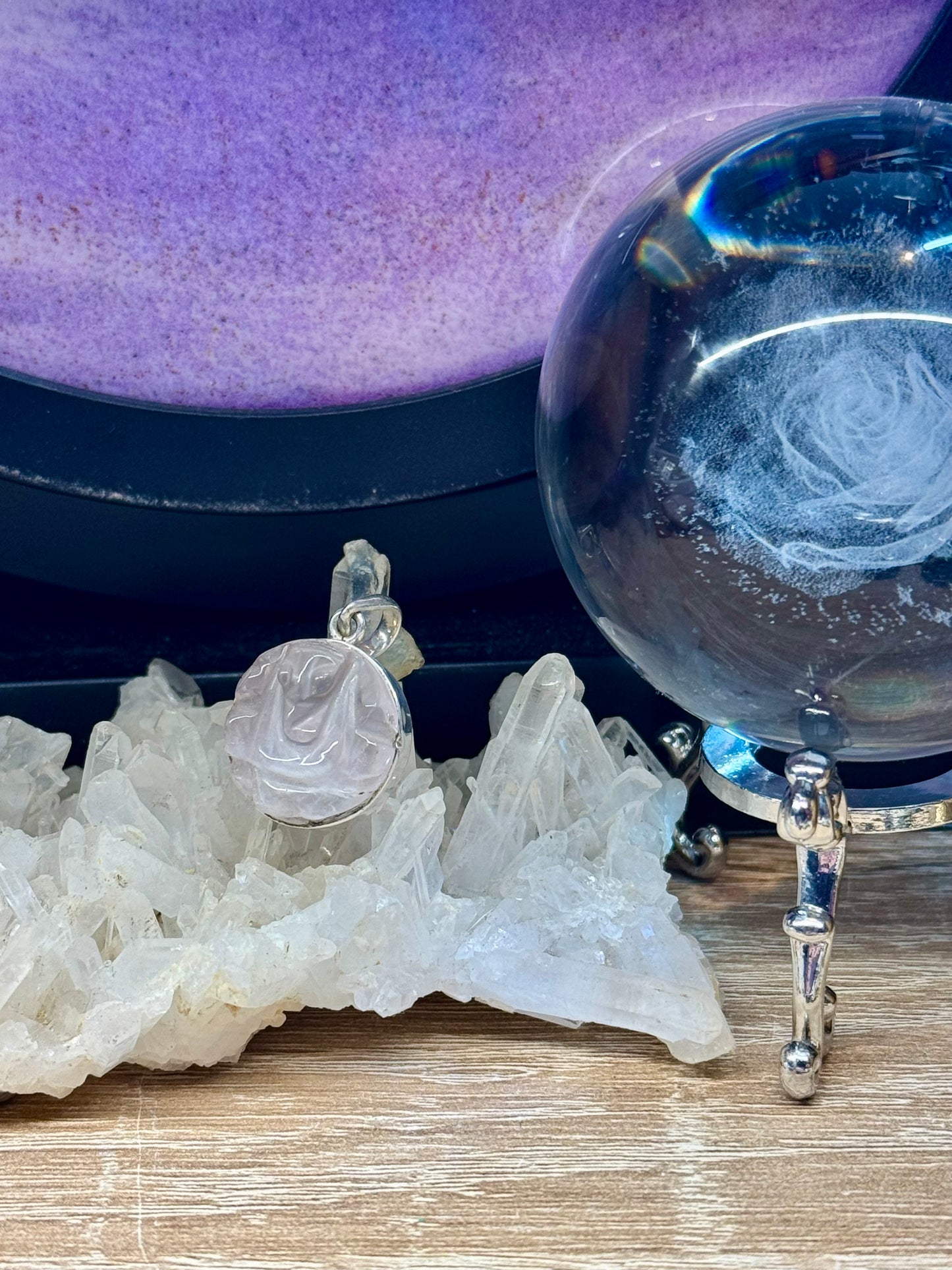 Pendentif en Quartz Rose artisanal