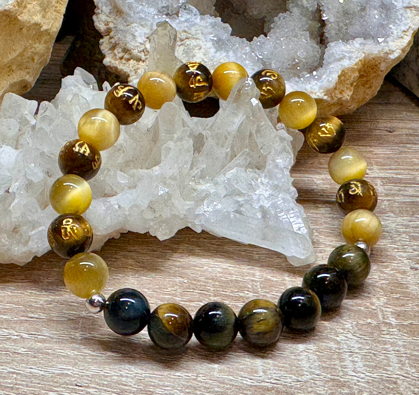 Bracelet de protection œil de tigre/œil de tigre faucon