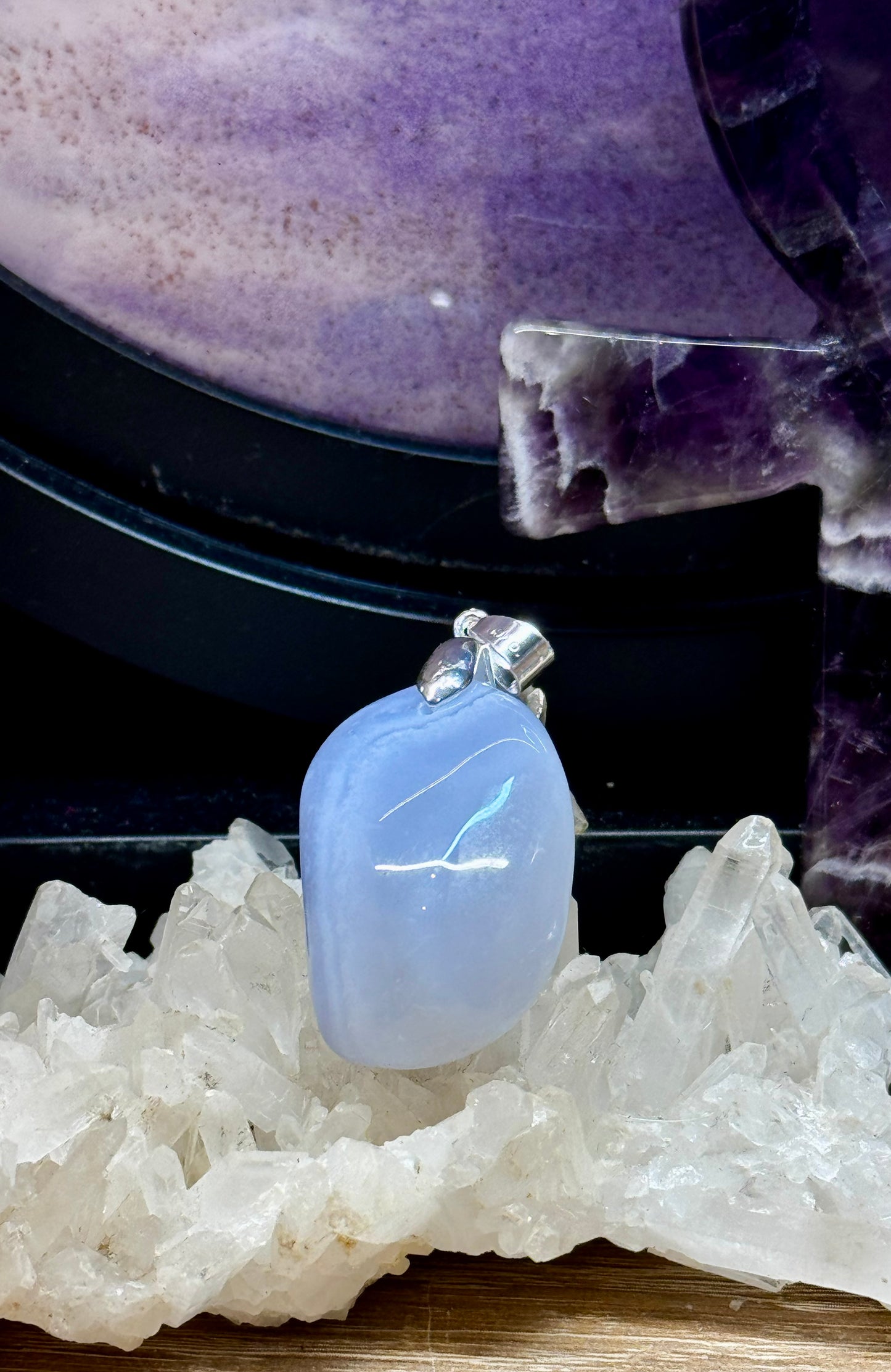Pendentif de Calcédoine Bleue