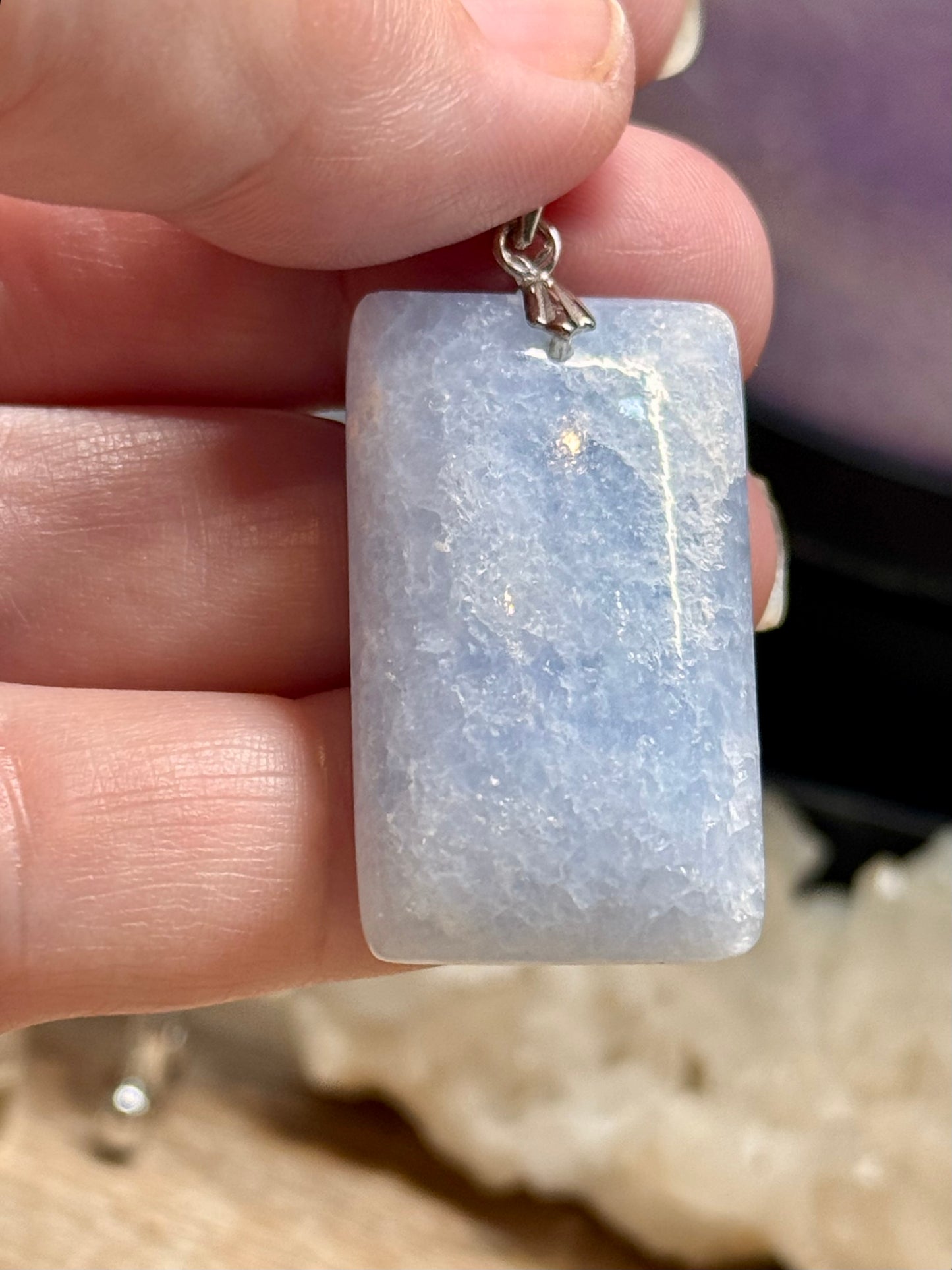 Pendentif rectangulaire de Calcite bleue