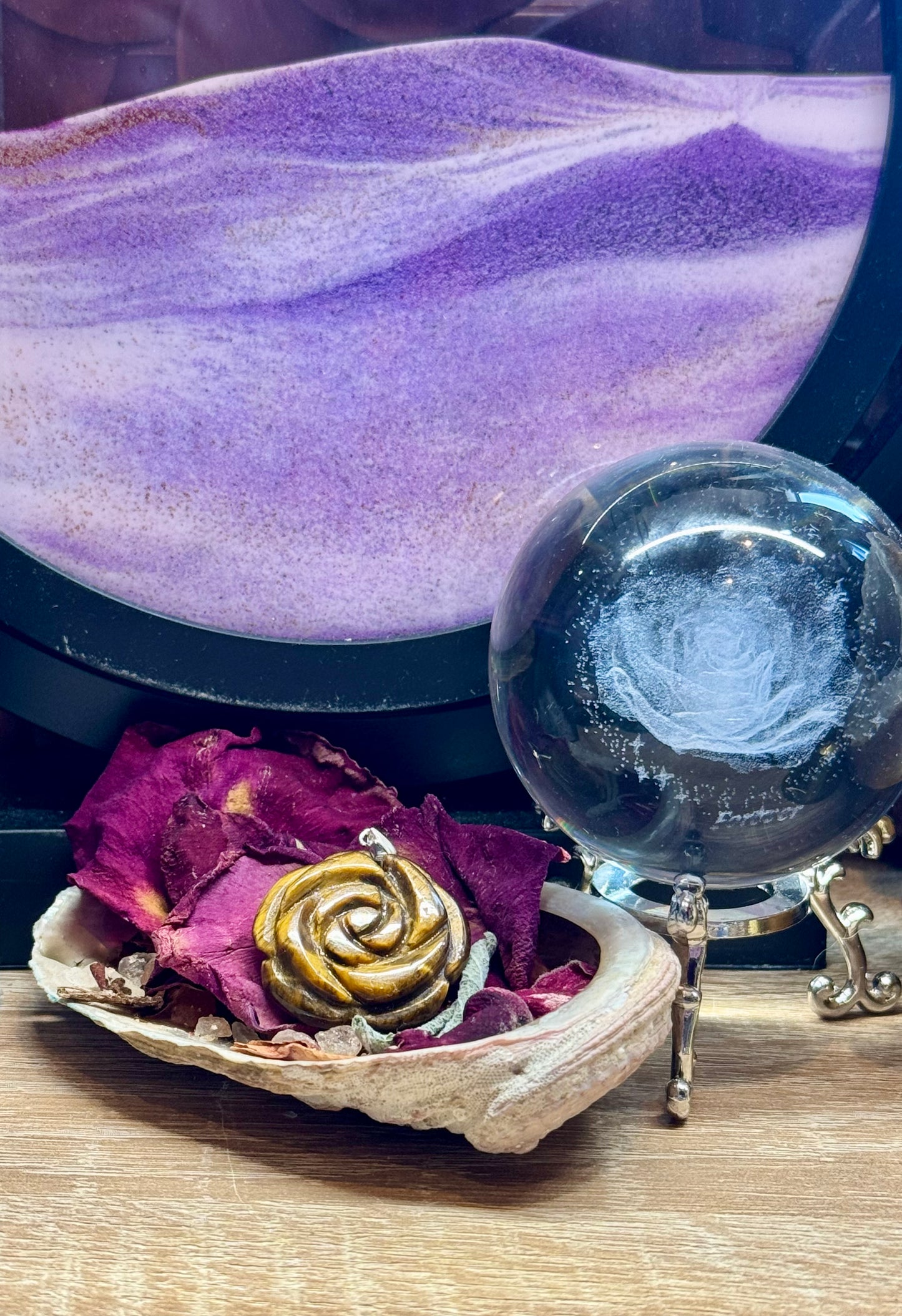 Pendentif rose en Oeil de Tigre