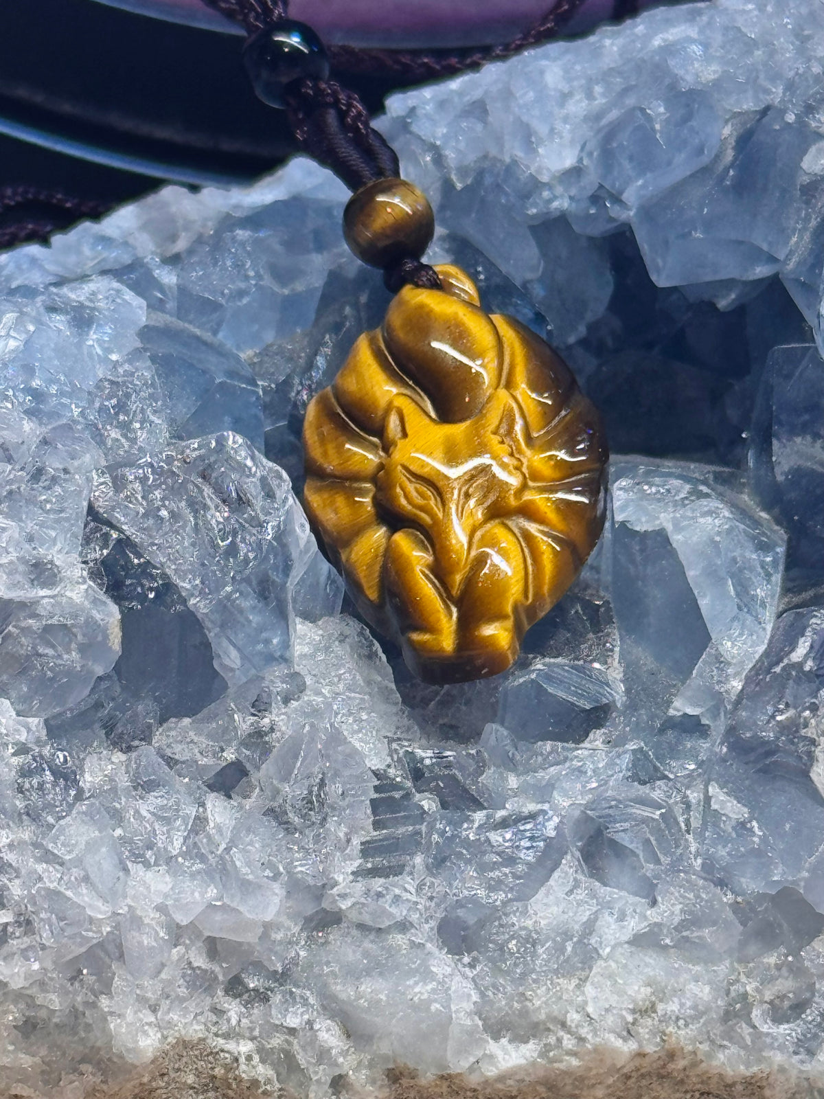 Collier avec renard ajustable Œil de tigre
