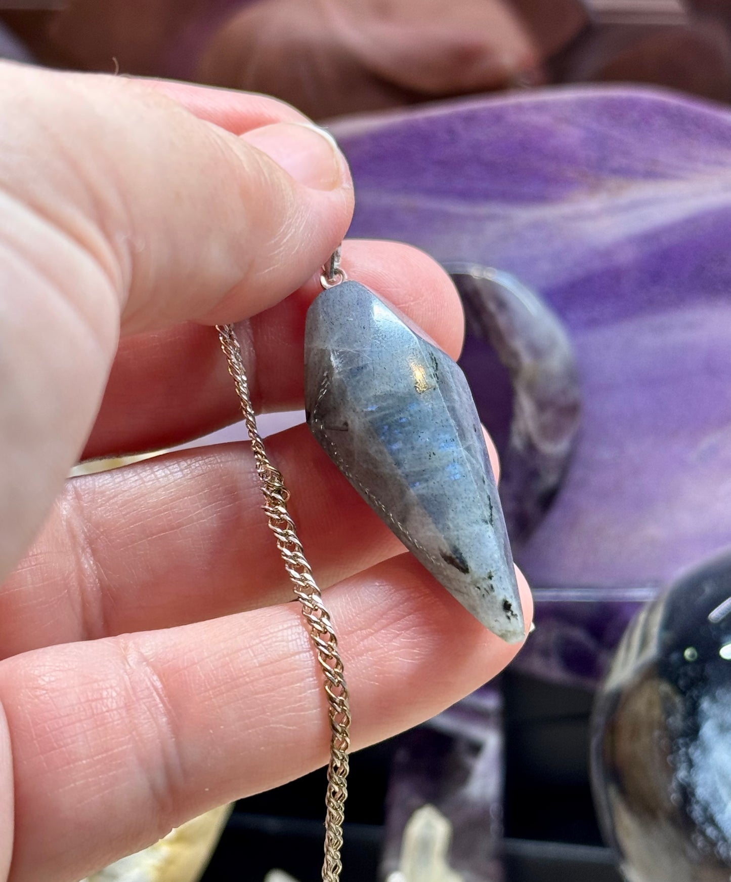Pendule conique en Labradorite - Colibri