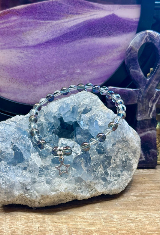 Bracelet d’Aqua Aura et Cristal de roche
