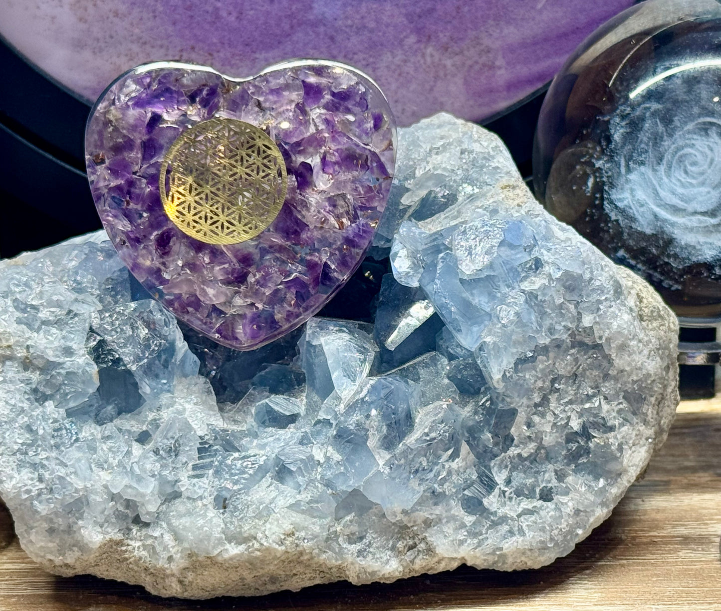 Orgonite d’Améthyste en Cœur
