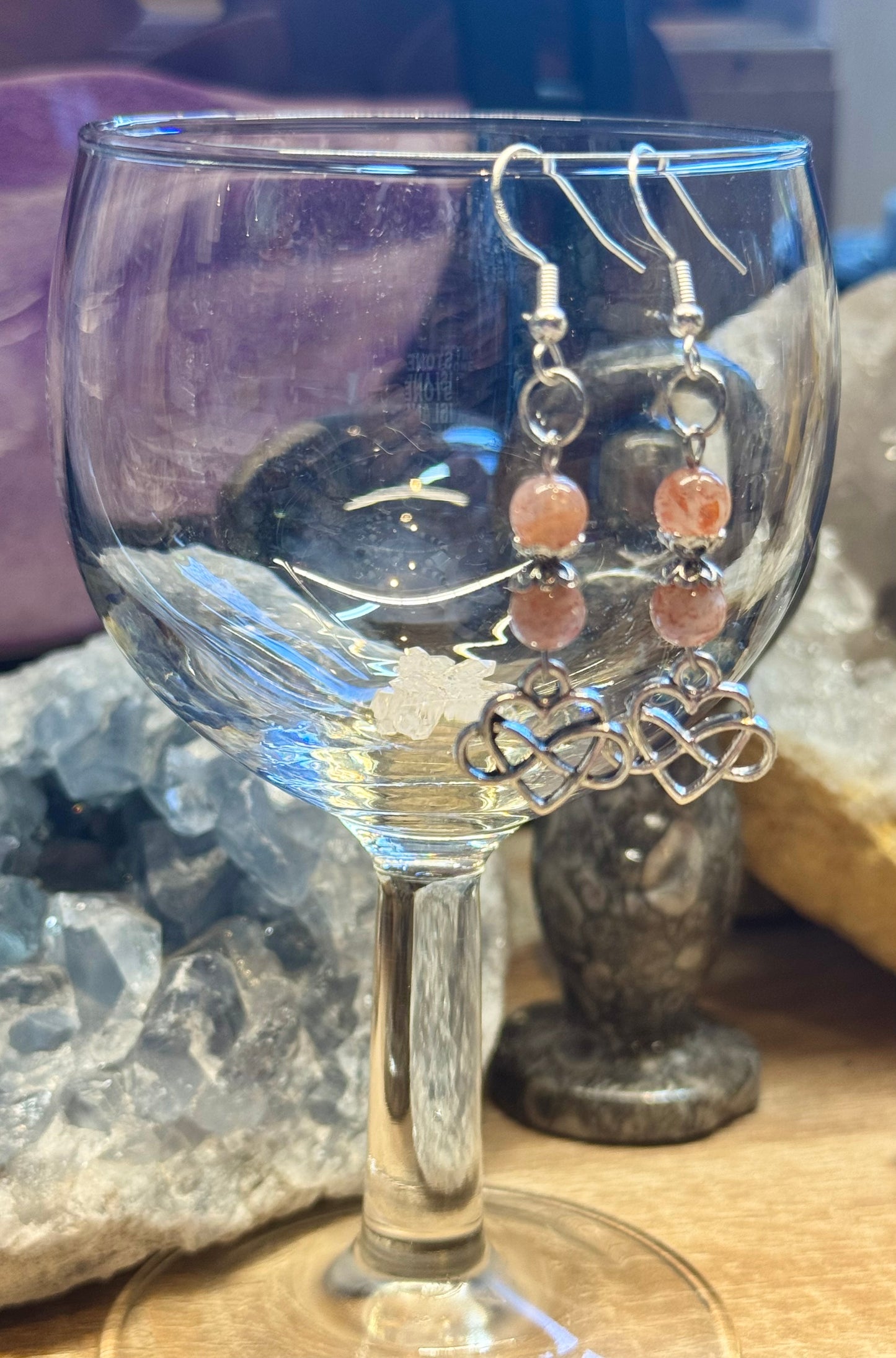 Boucles d’oreilles Pierre du Soleil et Amour Infini