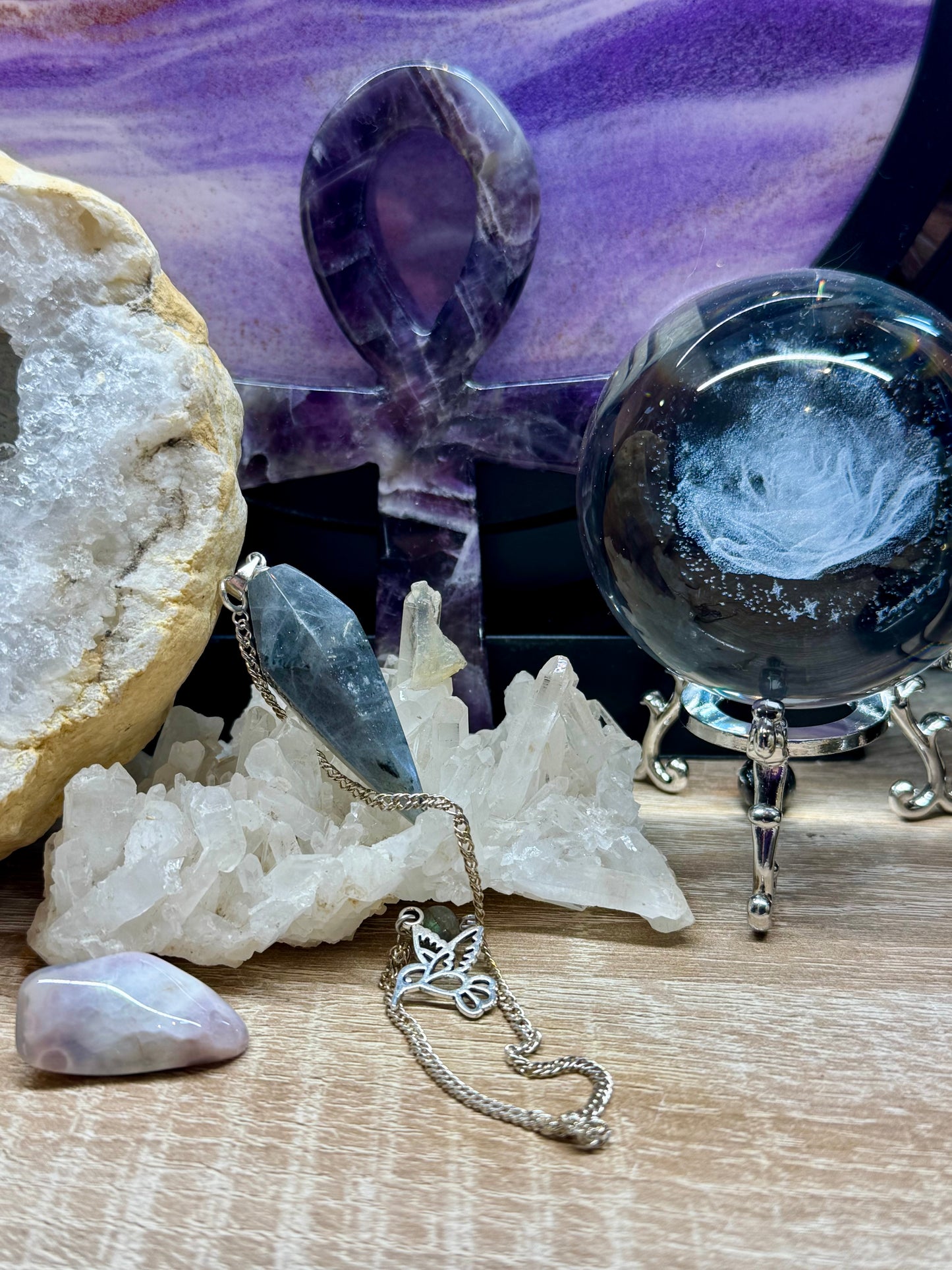 Pendule conique en Labradorite - Colibri