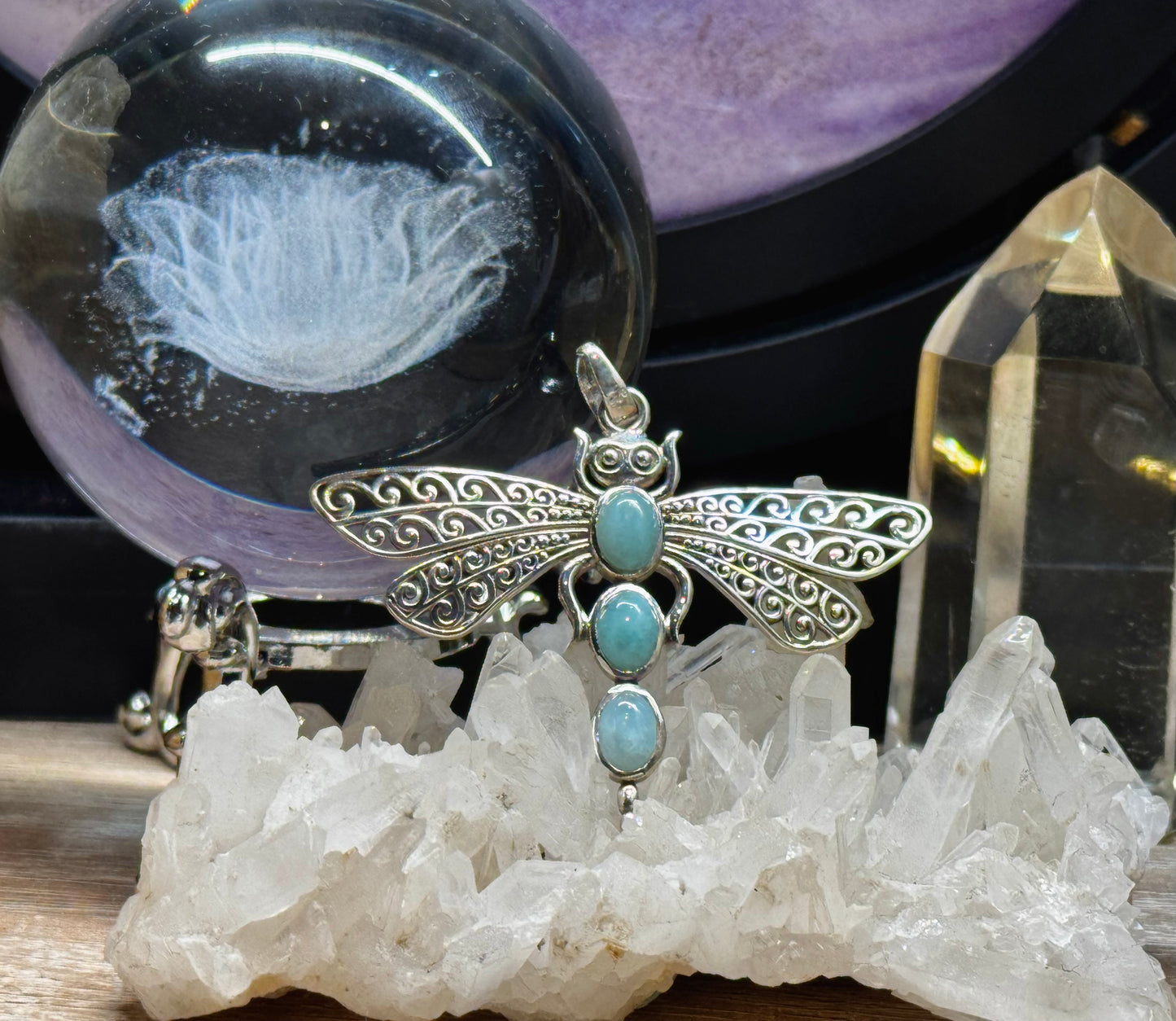 Pendentif papillon Aigue Marine