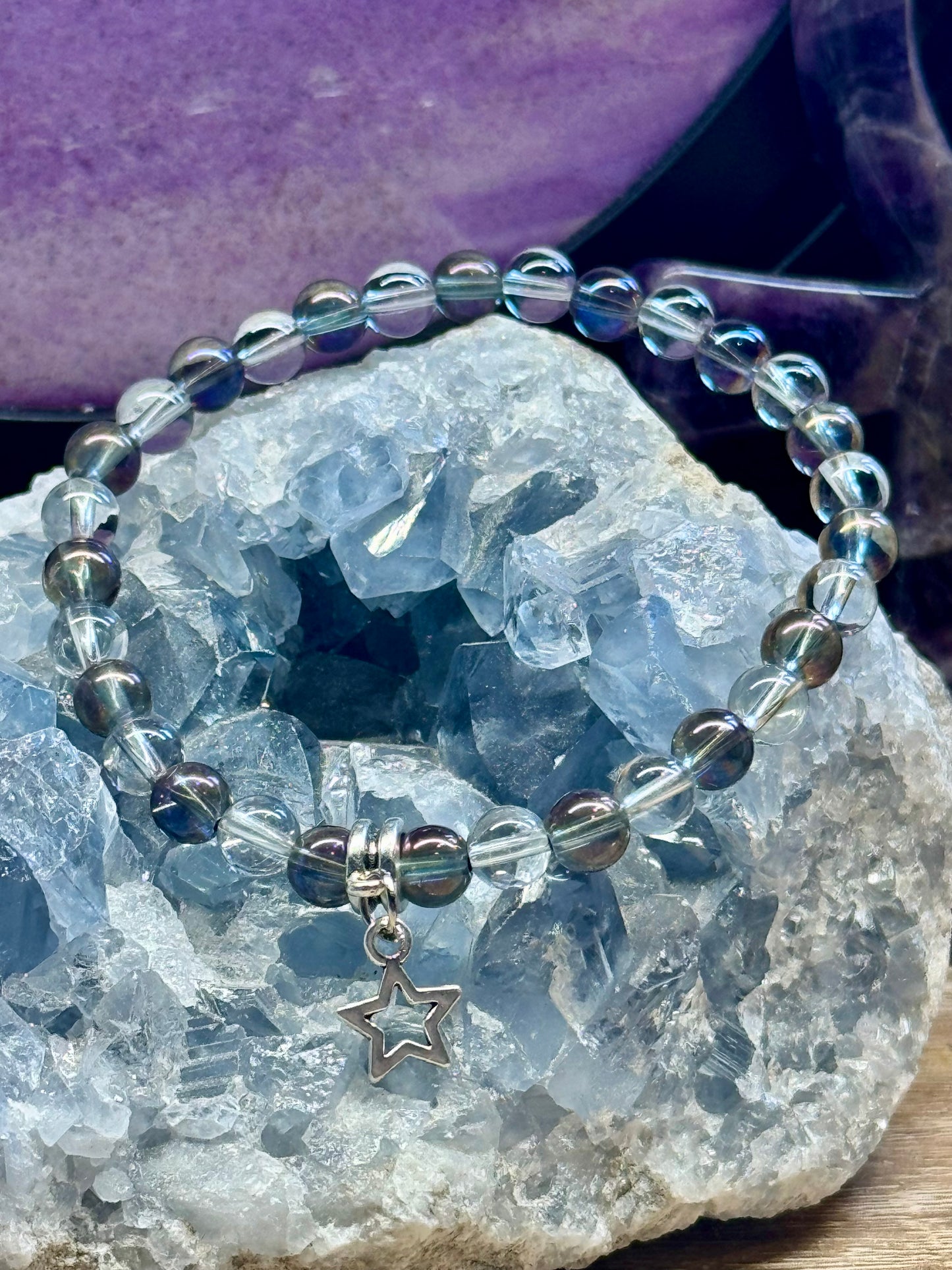 Bracelet d’Aqua Aura et Cristal de roche