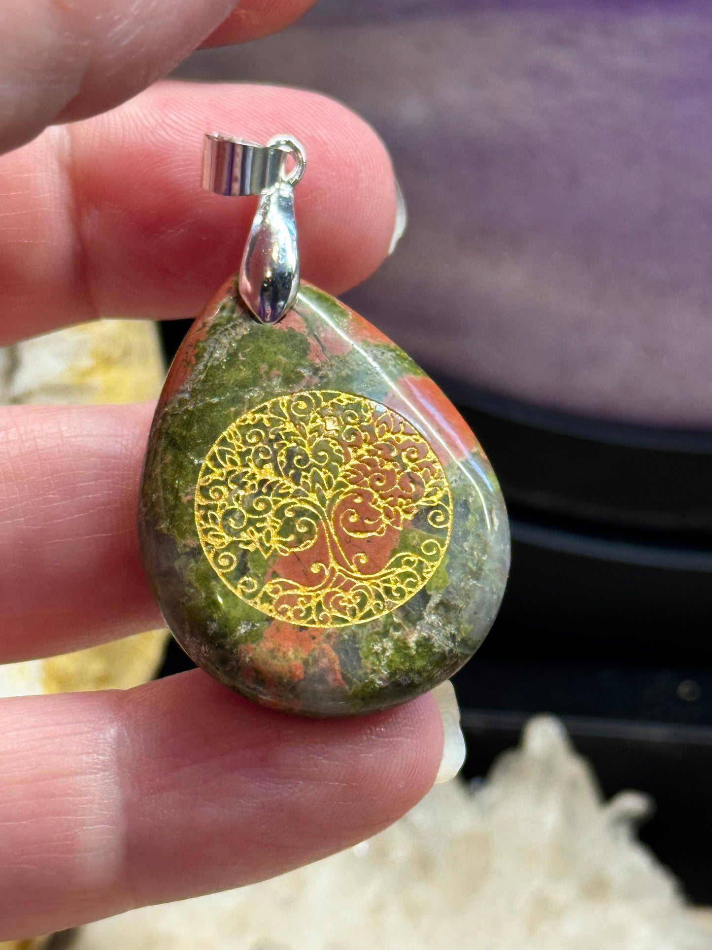 Pendentif goutte d’Unakite