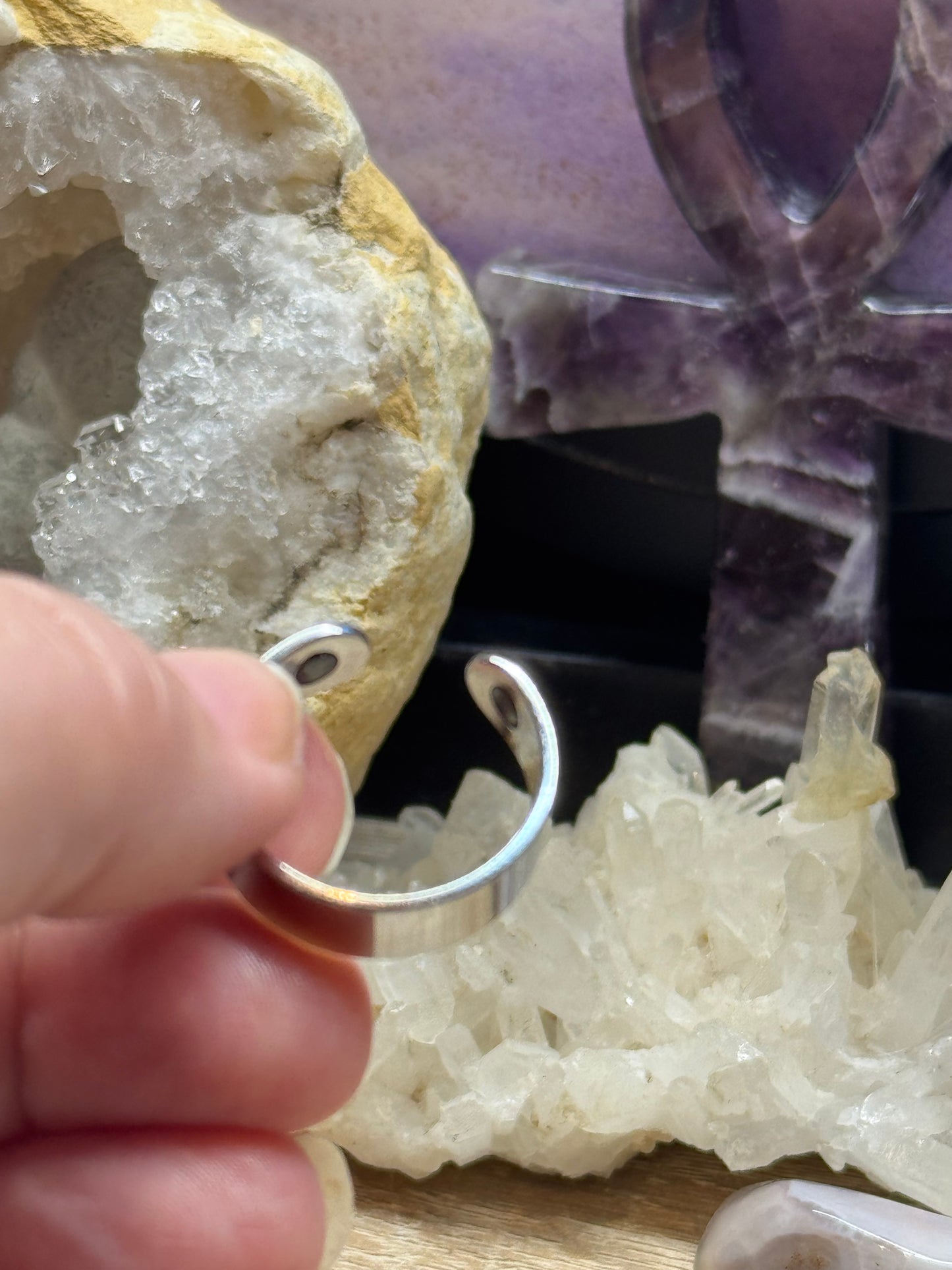 Bague en acier aimanté argenté