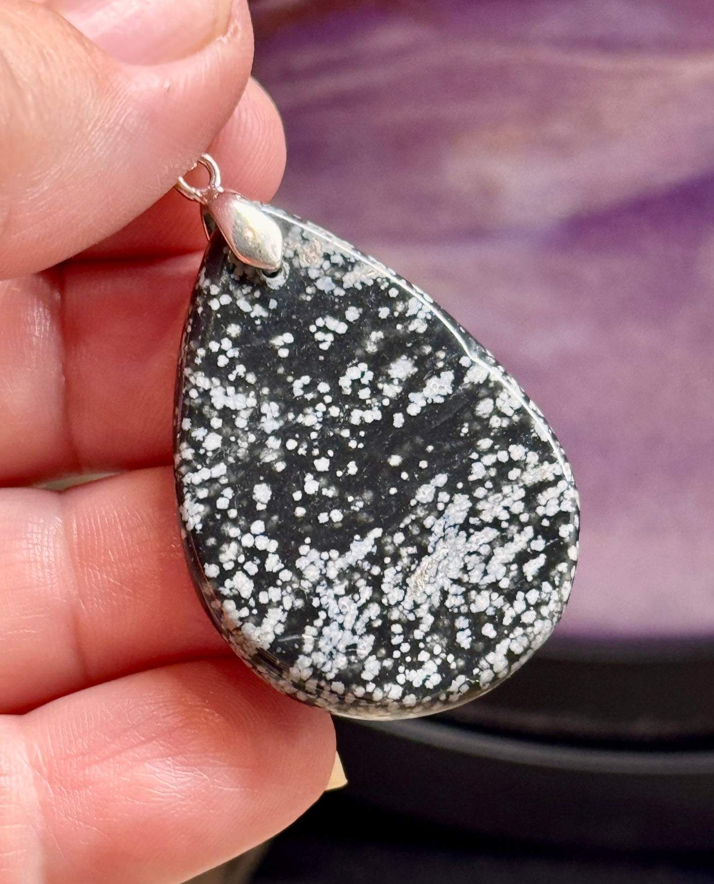 Pendentif d’obsidienne flocon de neige