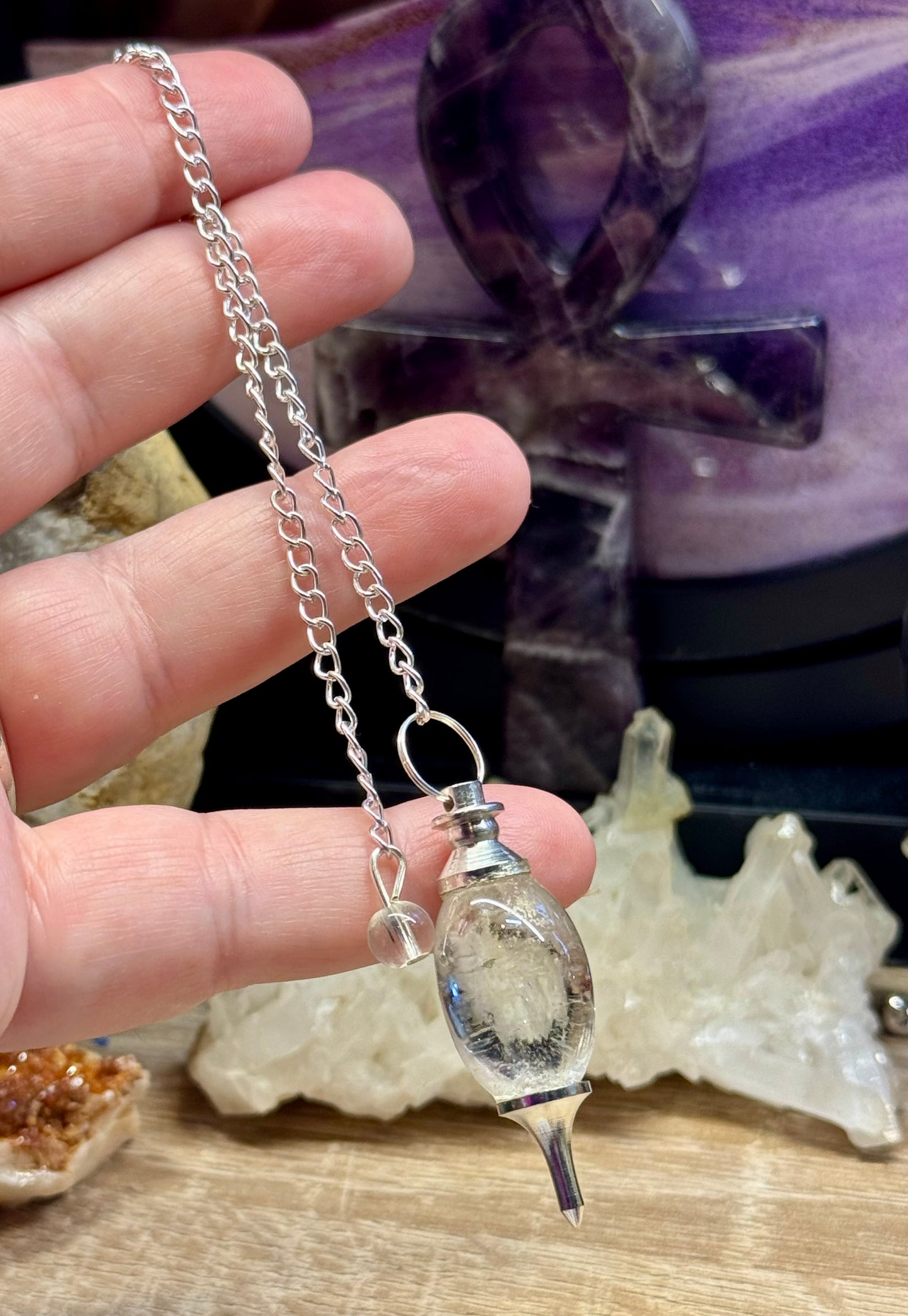 Pendule Shiva Lingam en Cristal de Roche