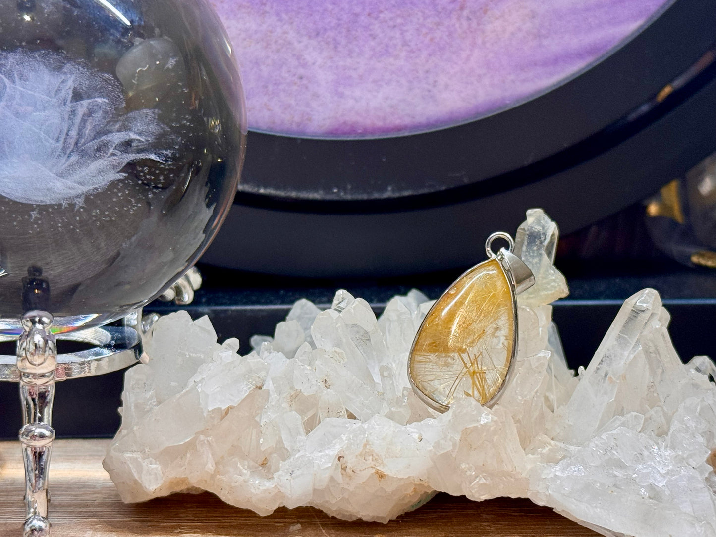 Pendentif cerclé de Quartz Rutile 2