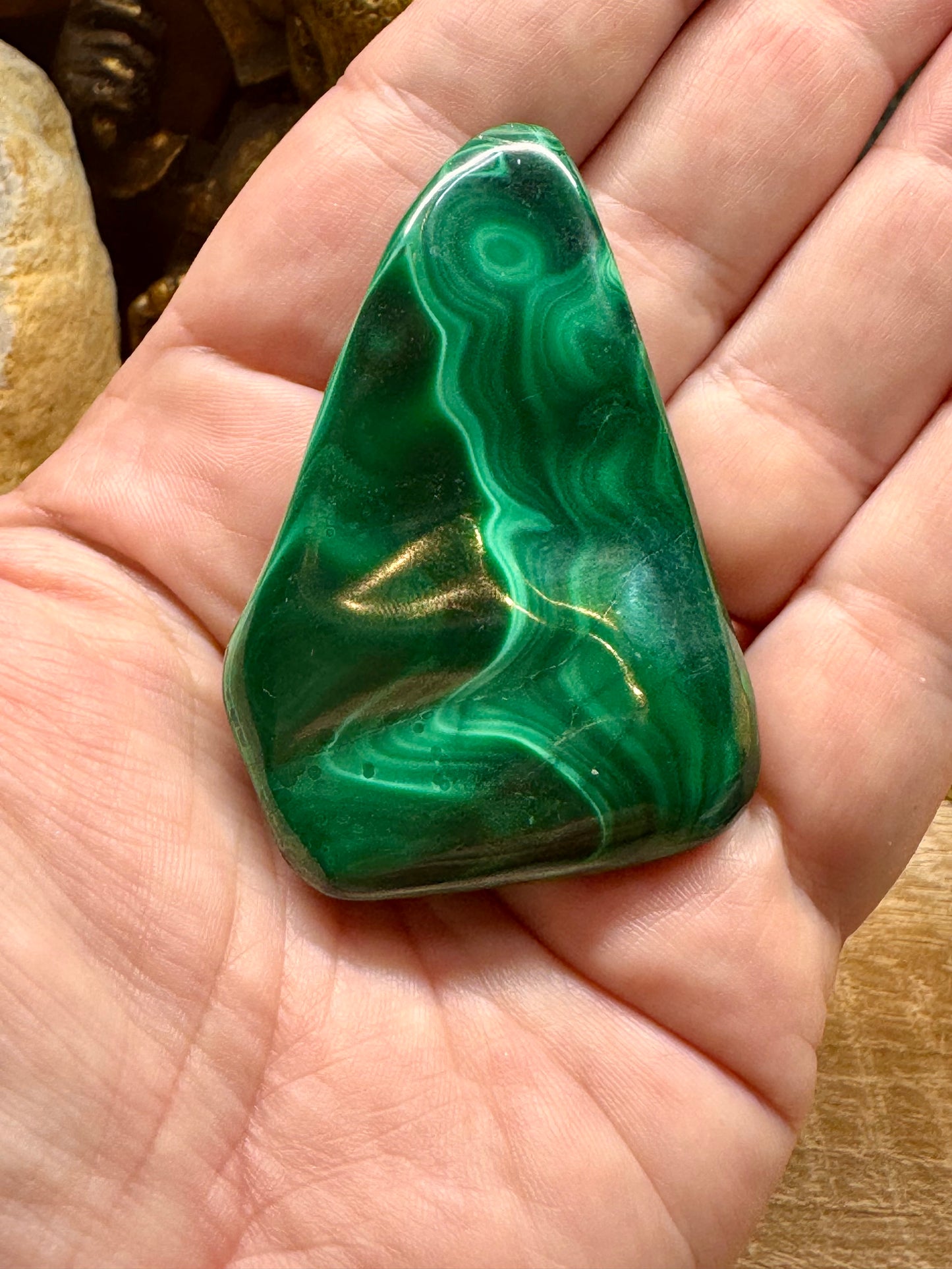 Plaque polie de malachite
