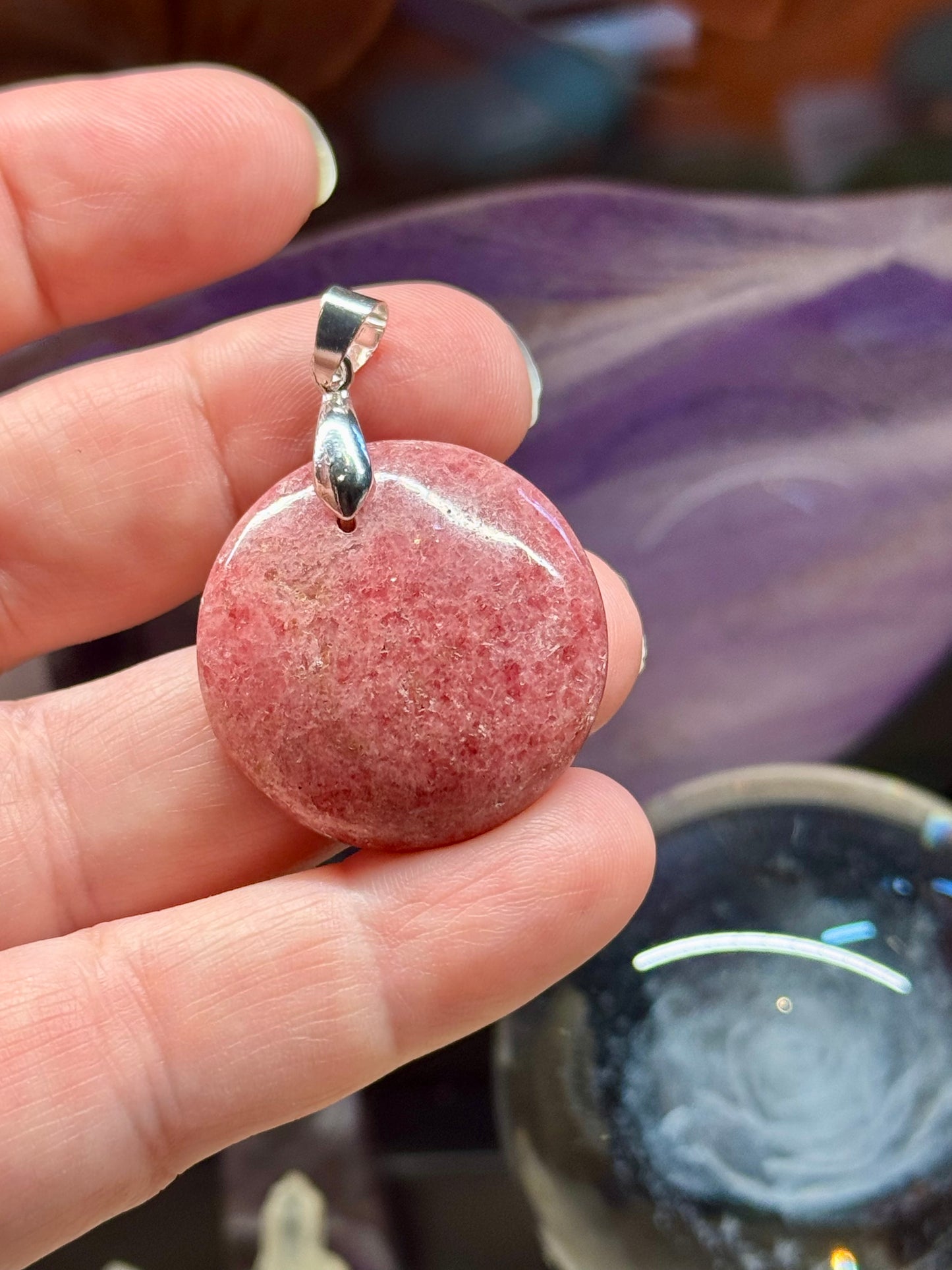Pendentif de Rhodonite Rose