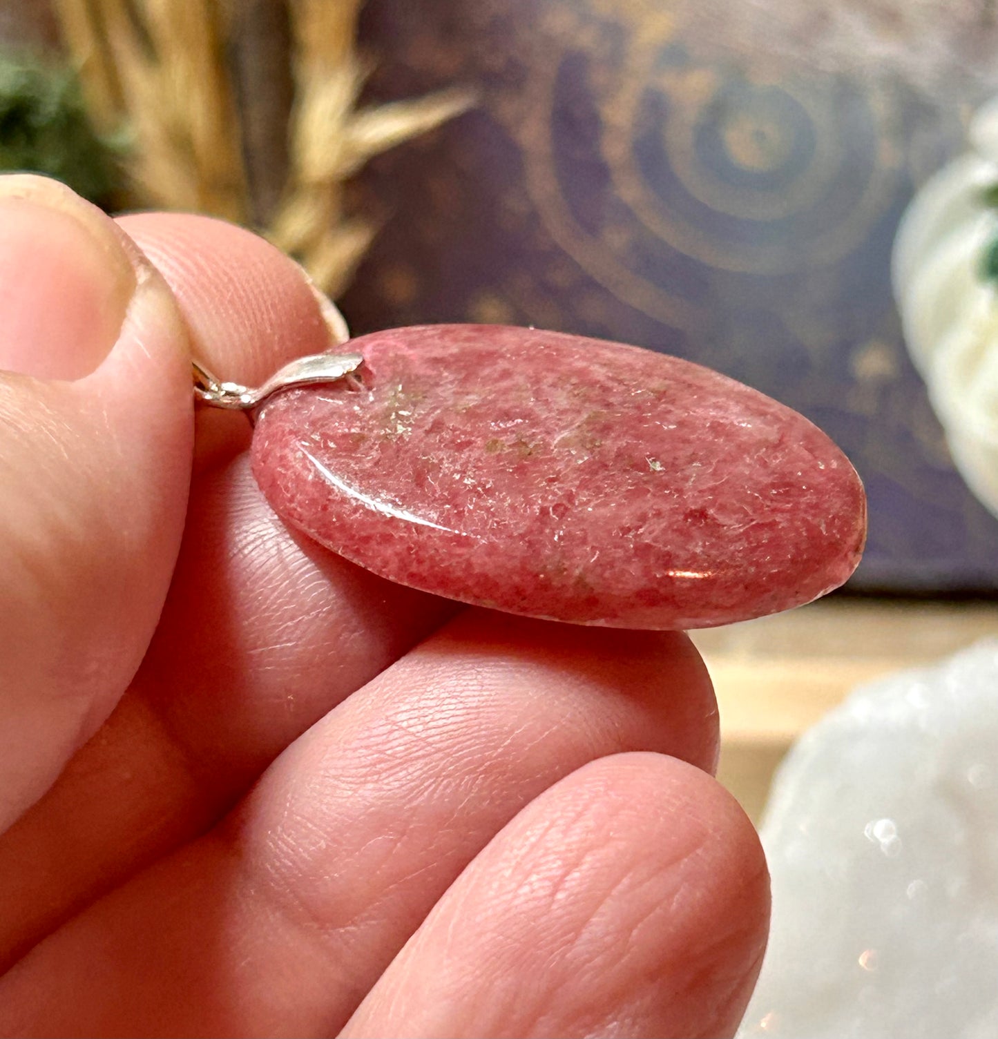 Pendentif de rhodonite rose