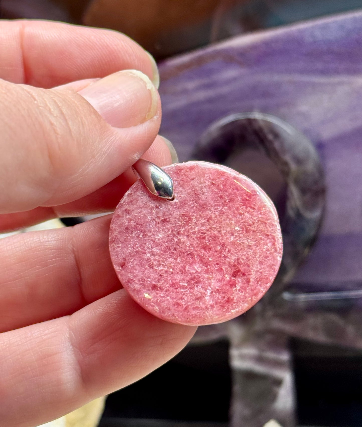Pendentif de Rhodonite Rose