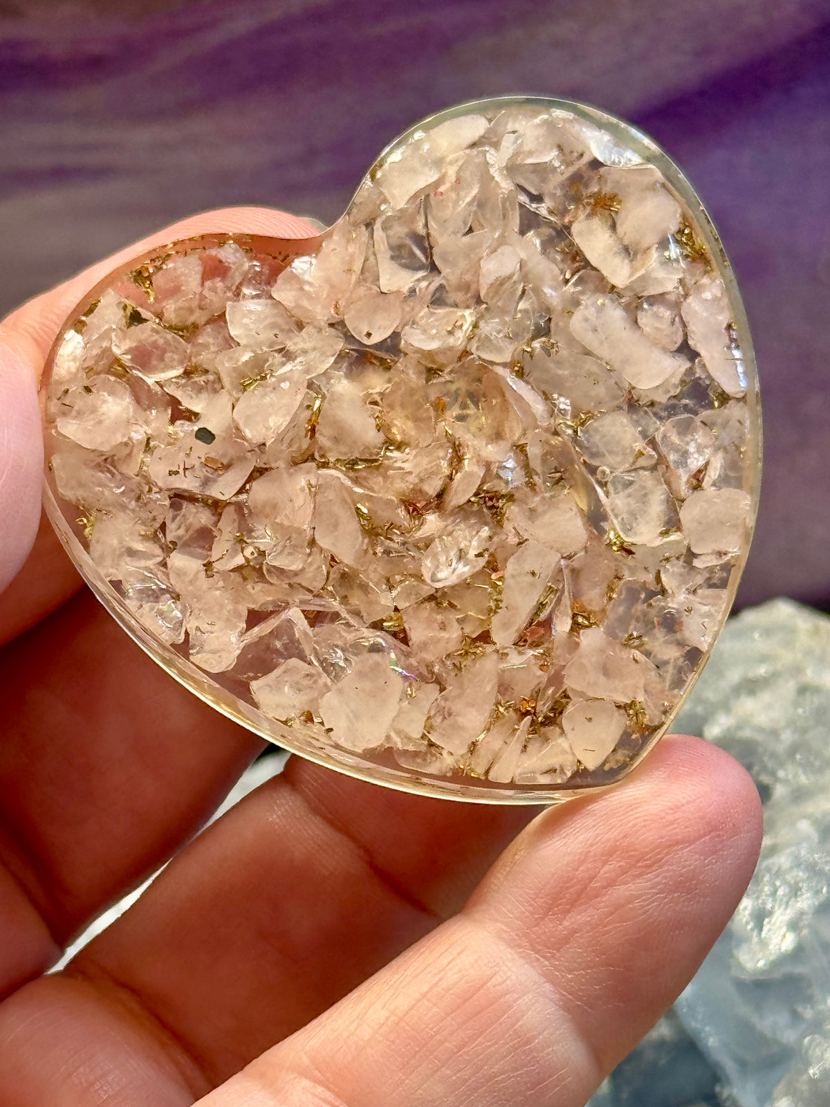 Orgonite Cœur de Quartz Rose